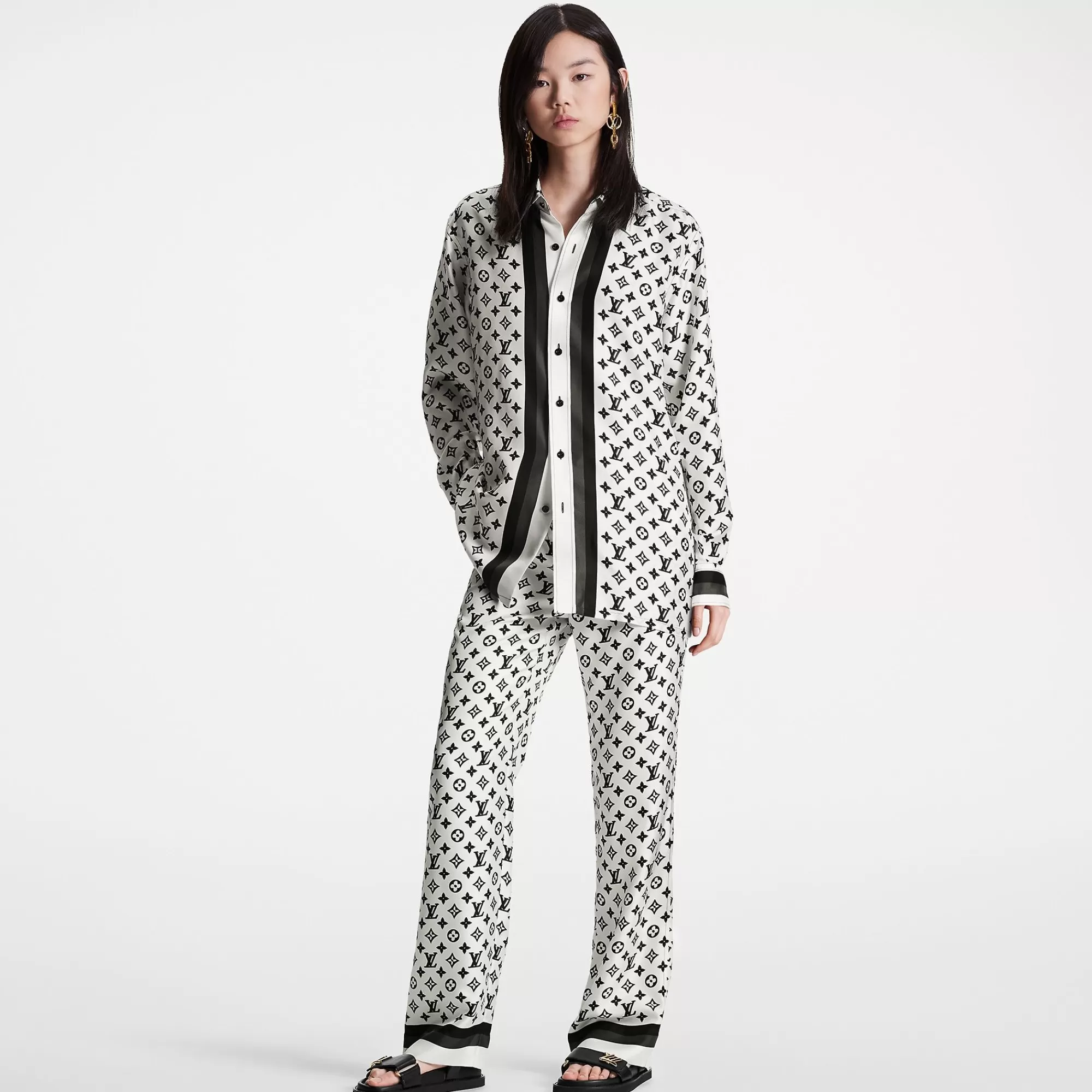 Best Sale Louis Vuitton 3D Monogram Stripe Accent Pajama Pants