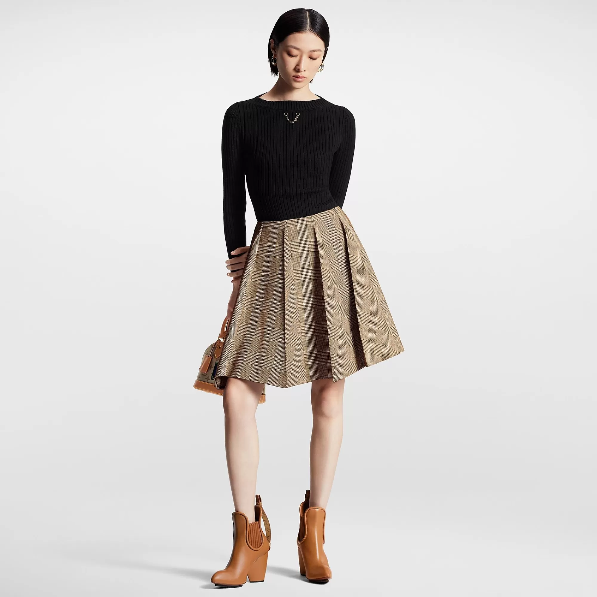 Outlet Louis Vuitton 3D Pleat Prince Of Wales Skirt