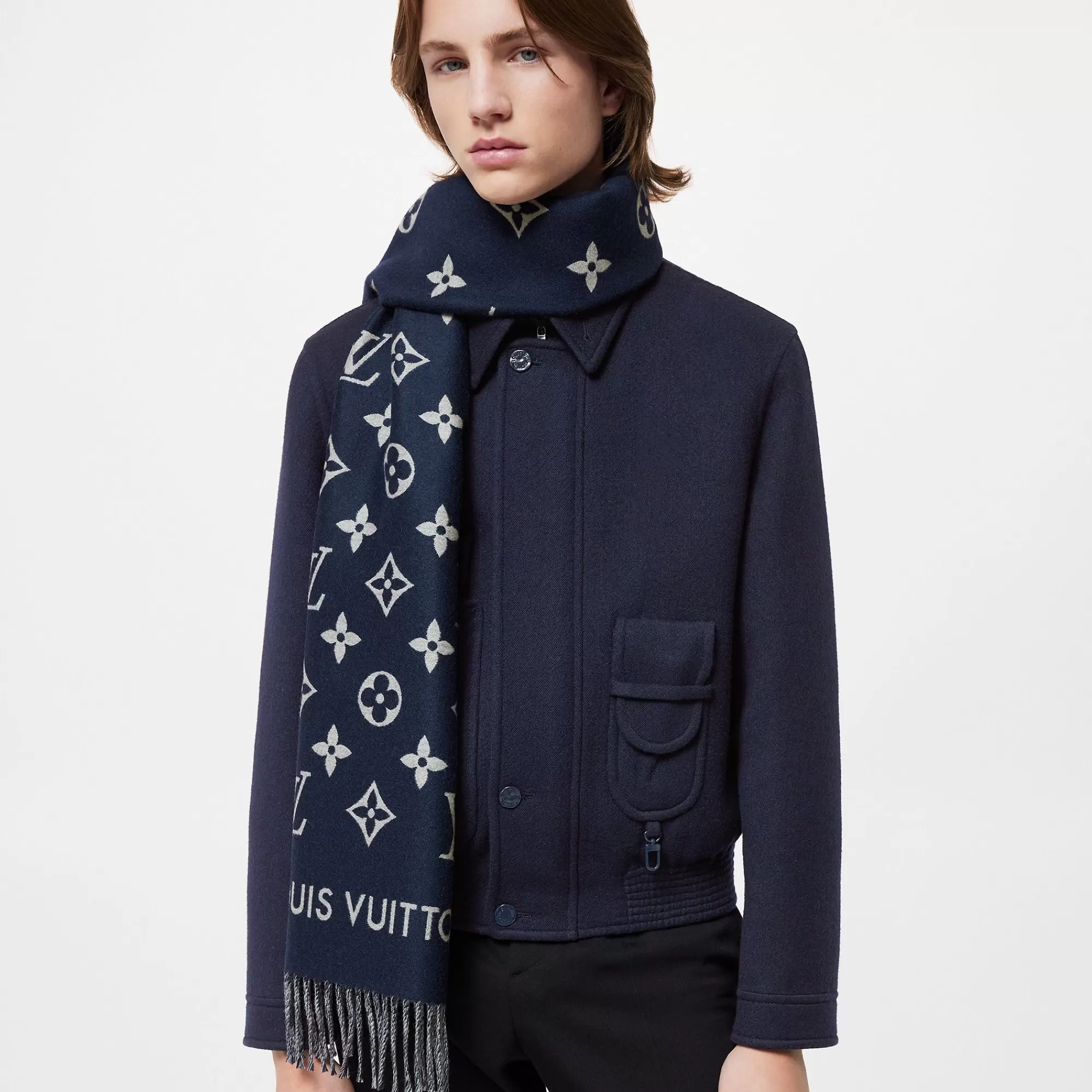 Hot Louis Vuitton All About Mng Scarf Navy Blue