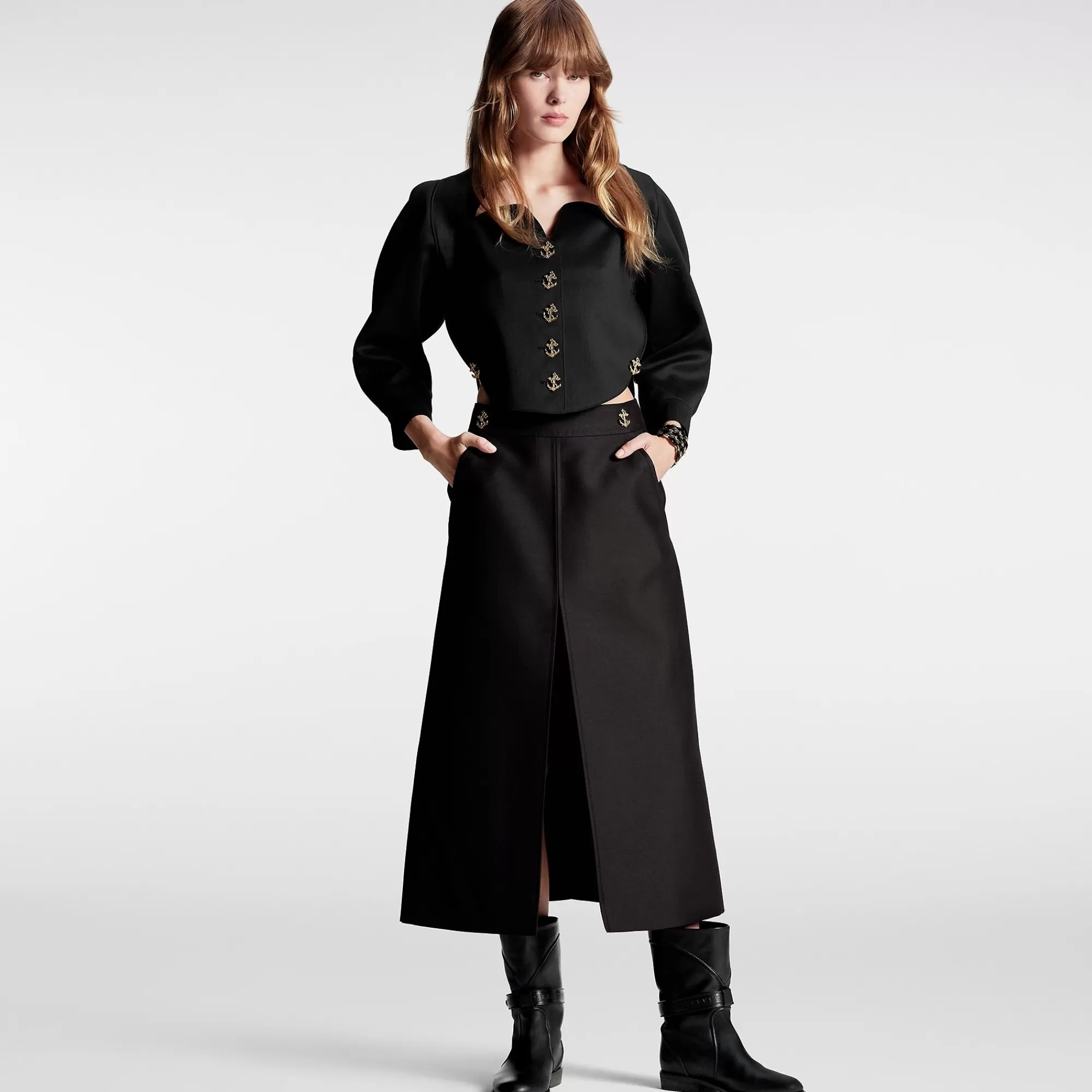 New Louis Vuitton Anchor Button Midi Skirt