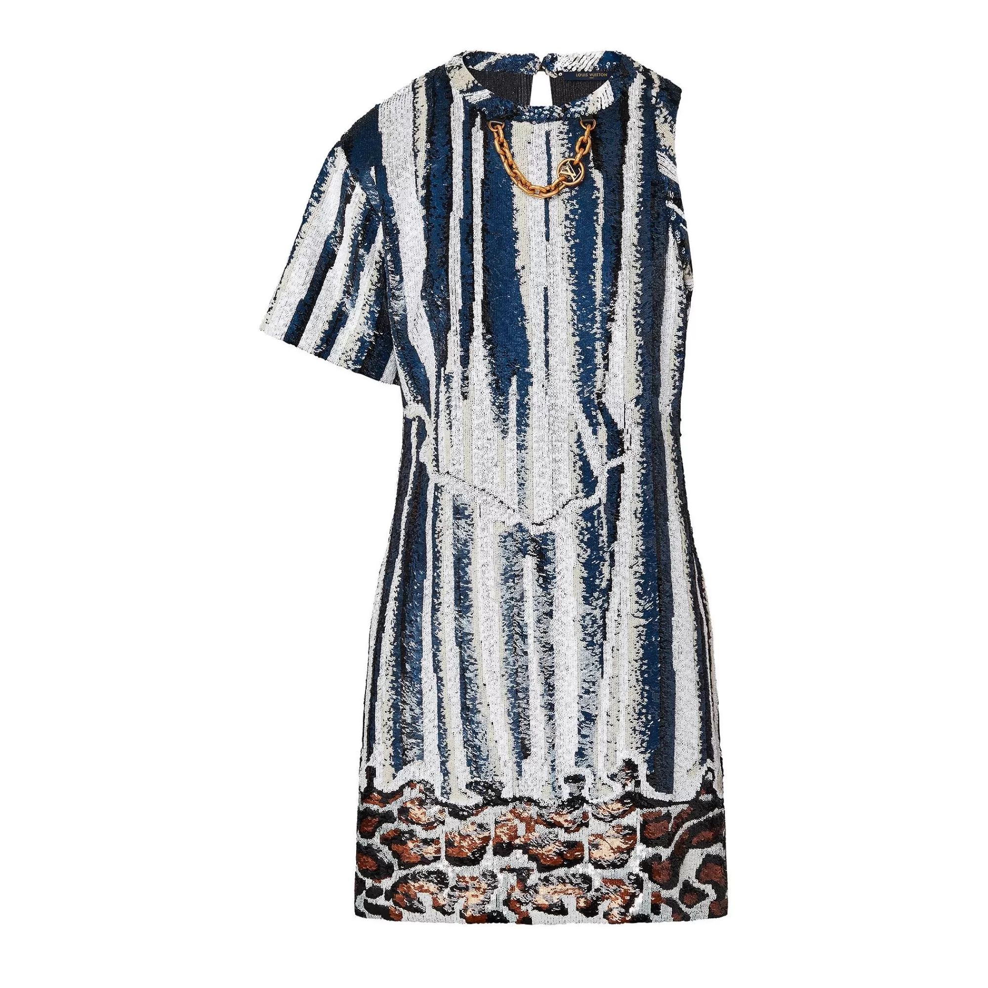 Shop Louis Vuitton Animal Sequin Asymmetrical T-Shirt Dress