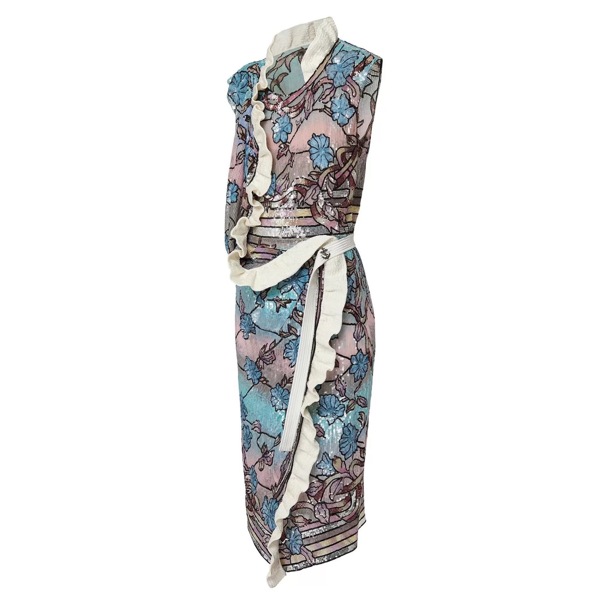Sale Louis Vuitton Asnieres Sequin Ruffle Trim Wrap Dress