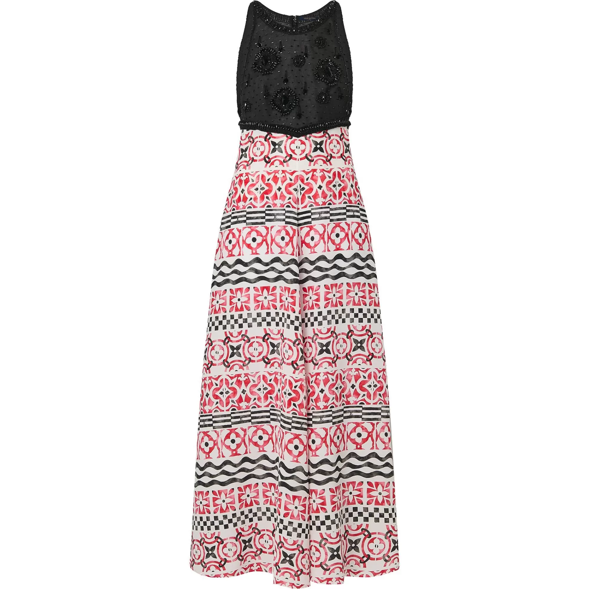 Best Sale Louis Vuitton Beaded Top Monogram Tile Maxi Dress