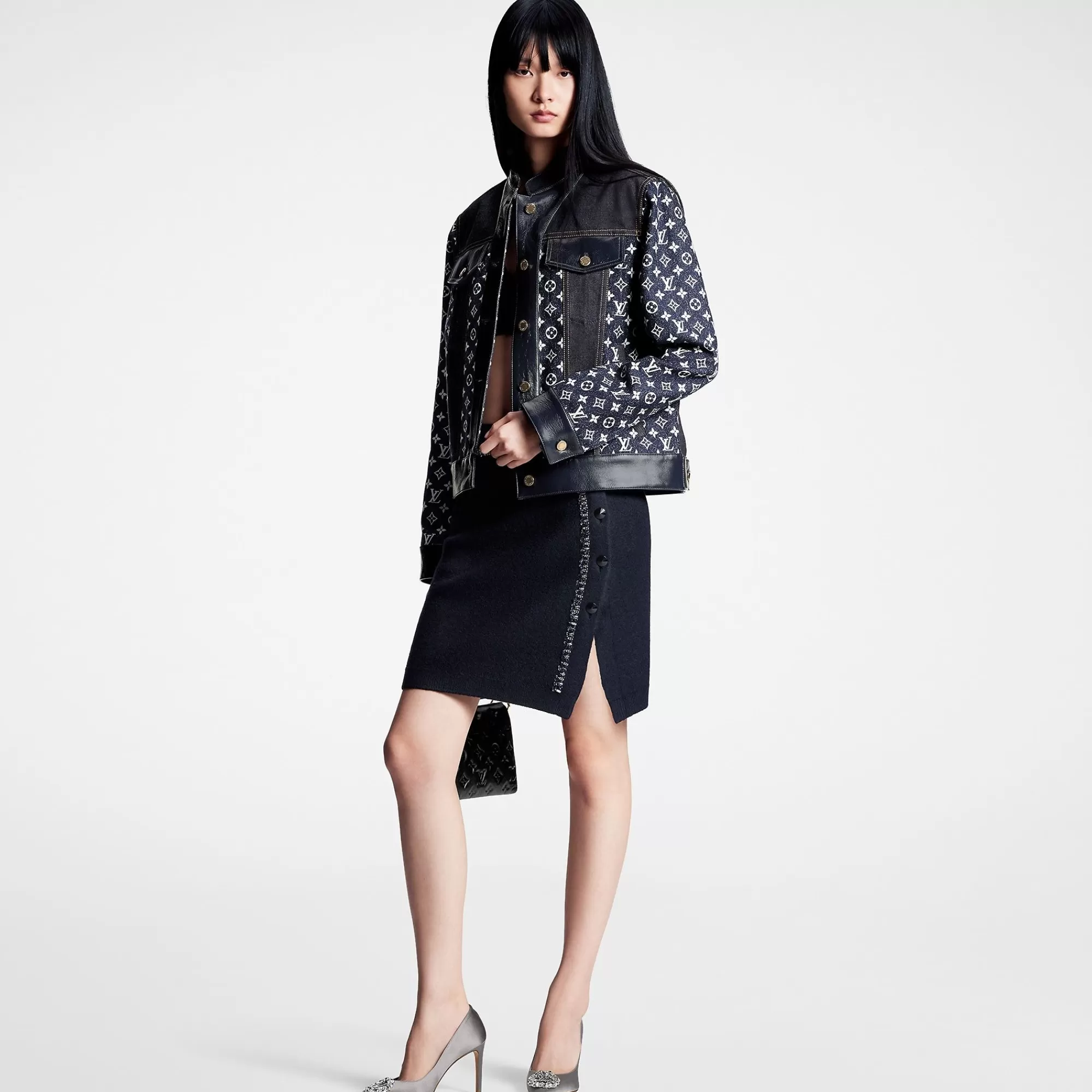 Shop Louis Vuitton Beaded Trim Knit Mini Skirt