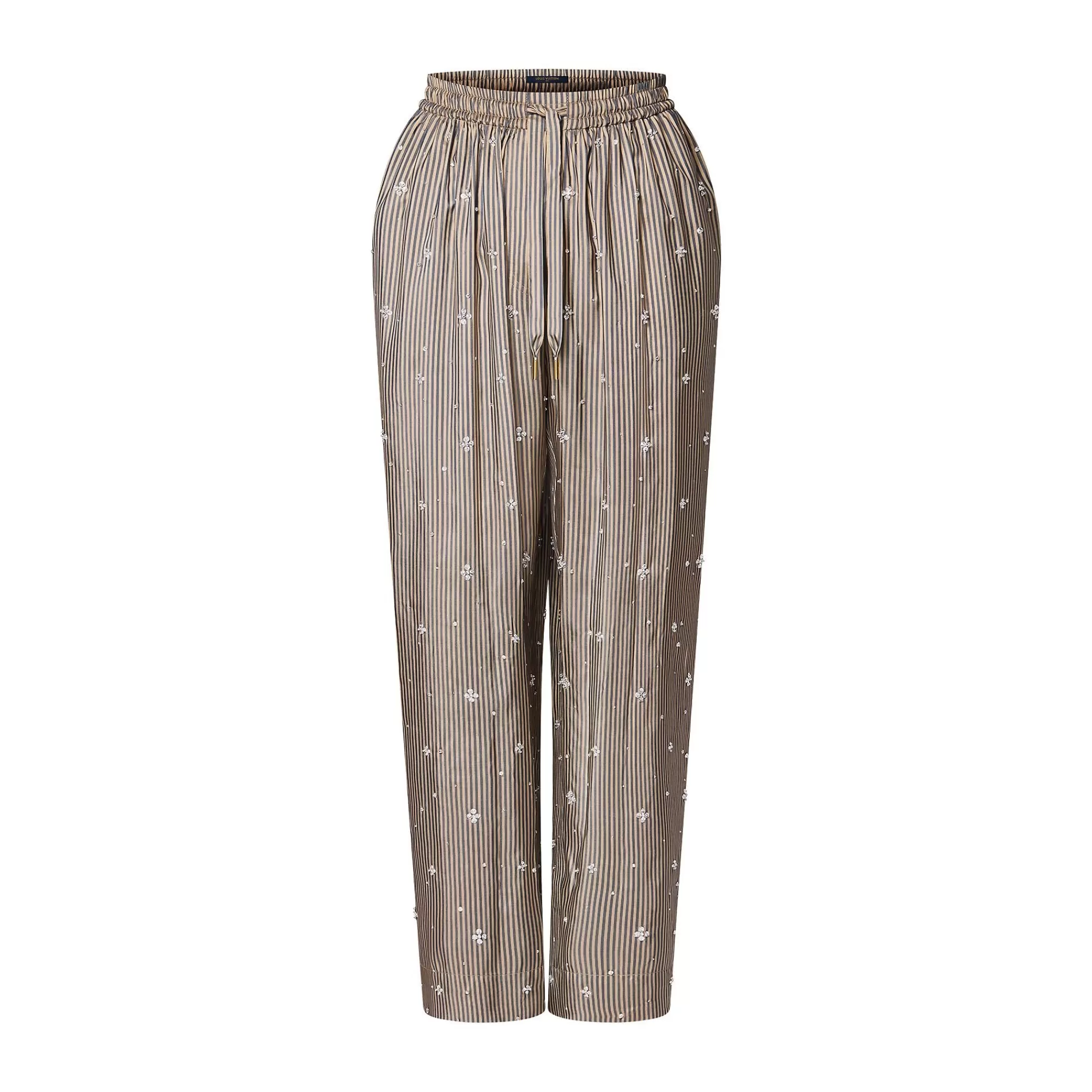 Hot Louis Vuitton Bejeweled Pinstripe Baggy Pajama Pants