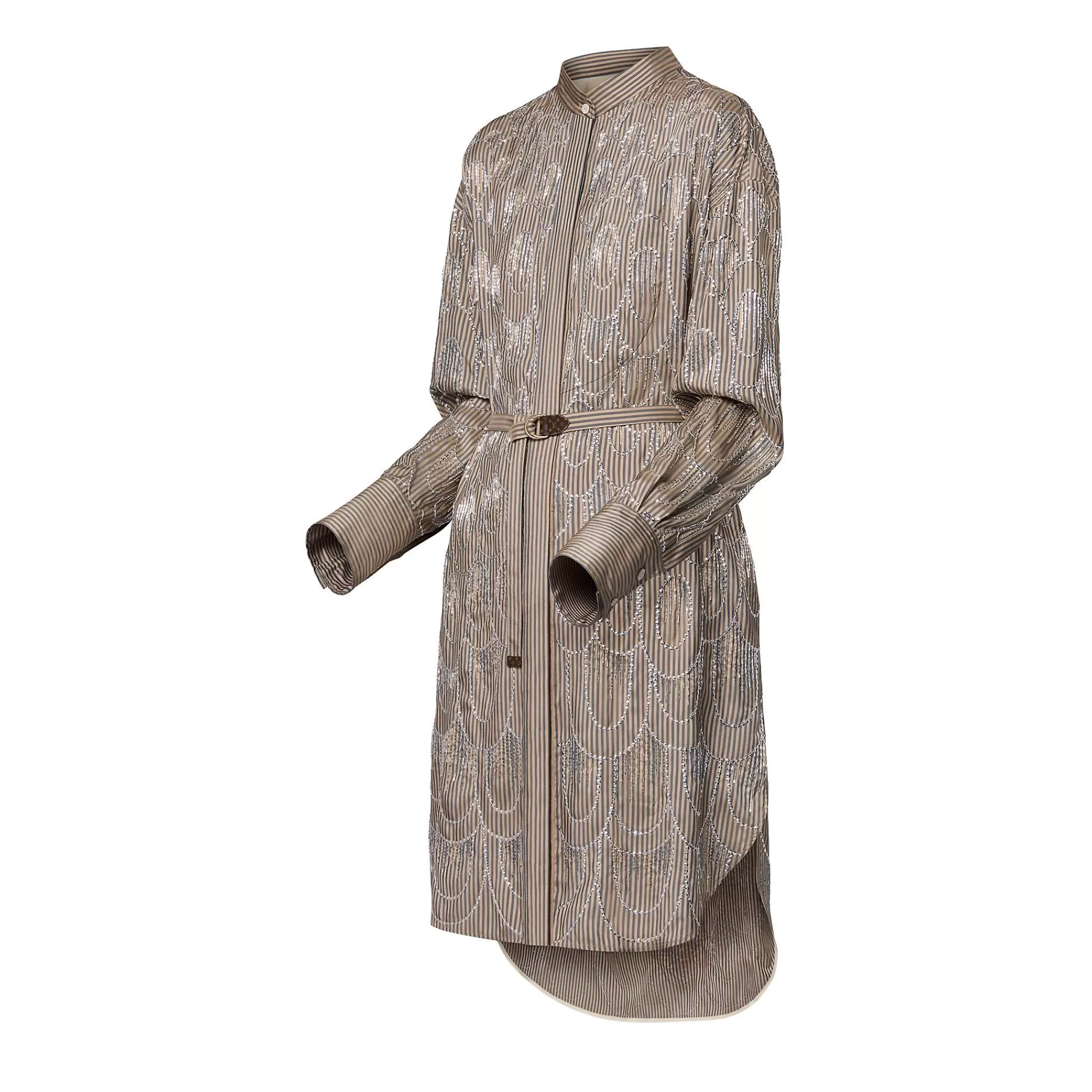 Outlet Louis Vuitton Bejeweled Pinstripe Shirt Dress