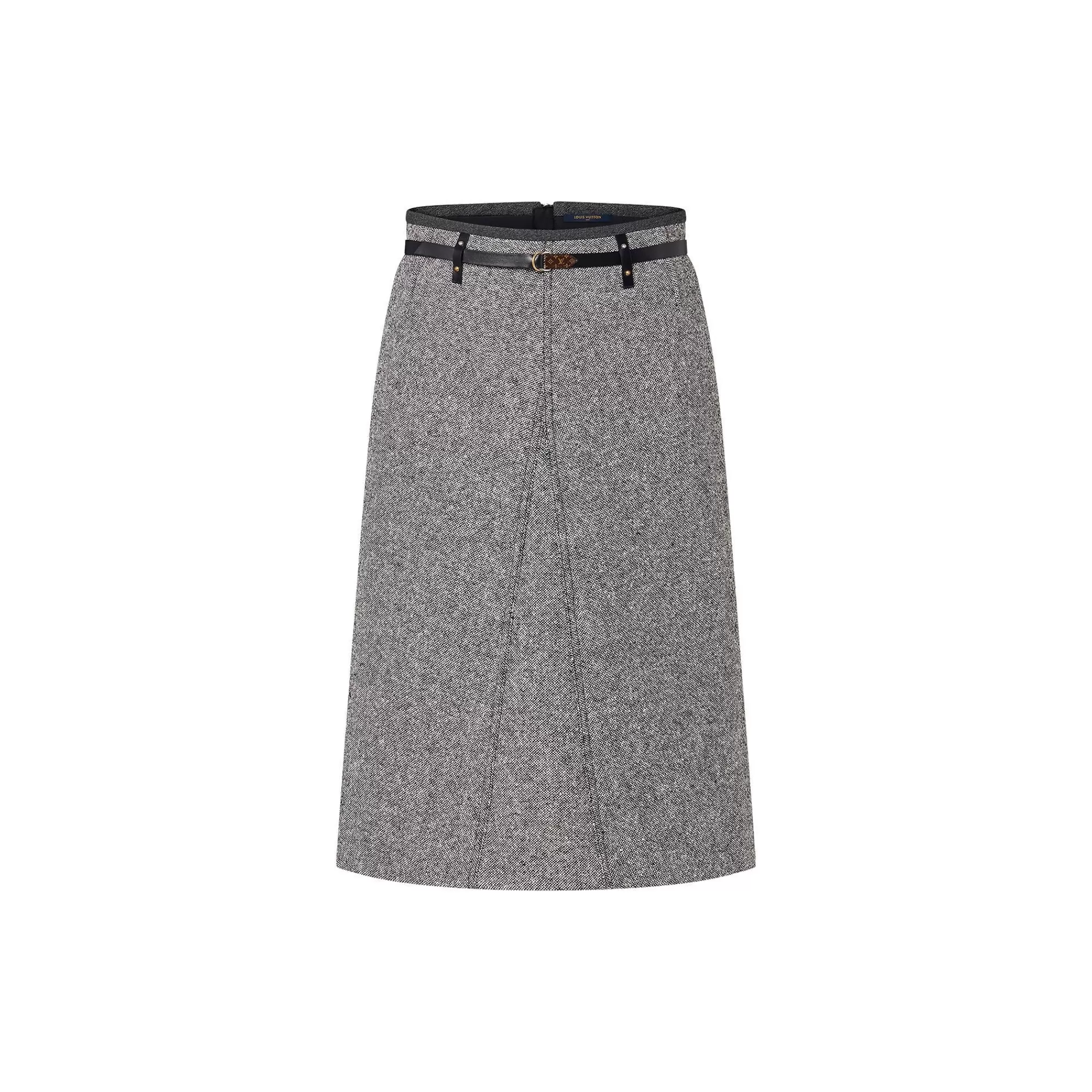 Best Louis Vuitton Belted Tweed Midi Skirt