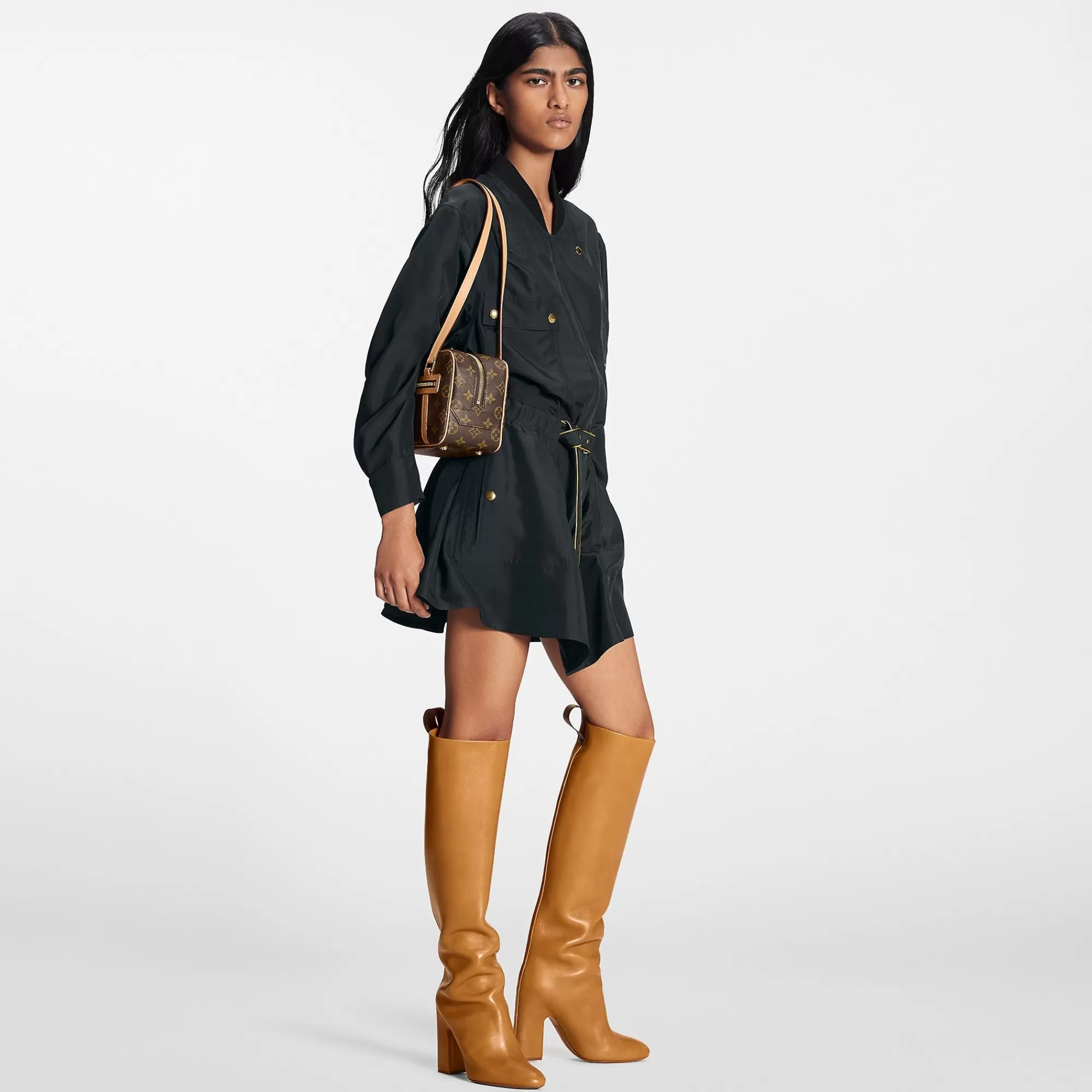 Cheap Louis Vuitton Biker-Detail Silk Dress
