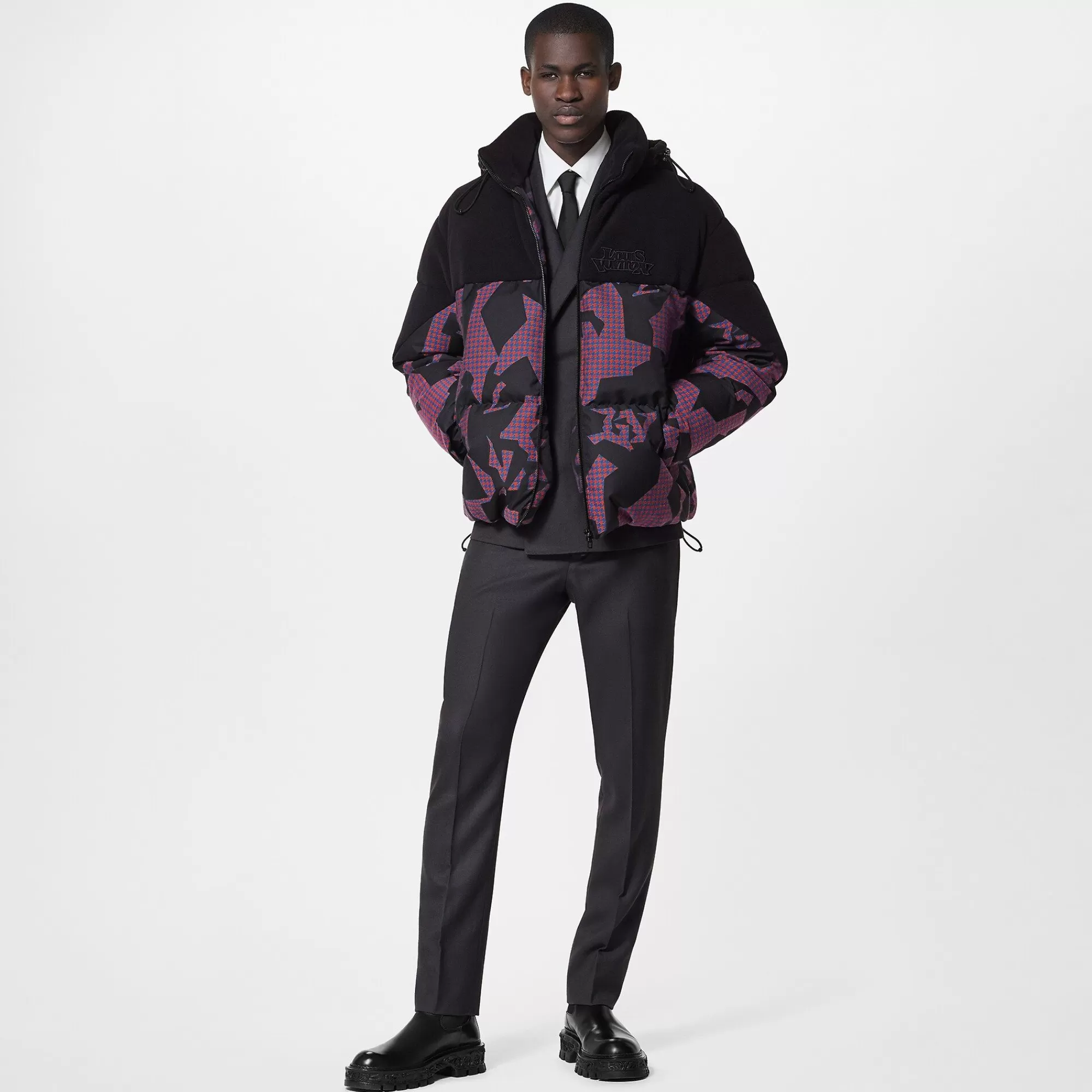Clearance Louis Vuitton Bimaterial Hooded Down Jacket