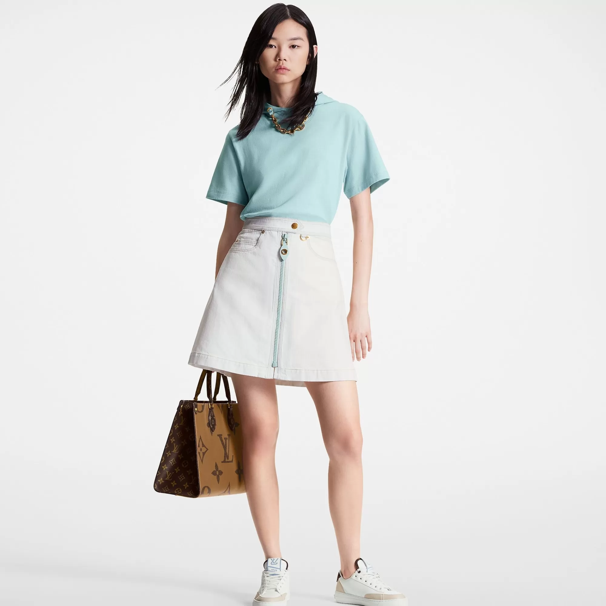 Fashion Louis Vuitton Bleached Denim Mini Skirt