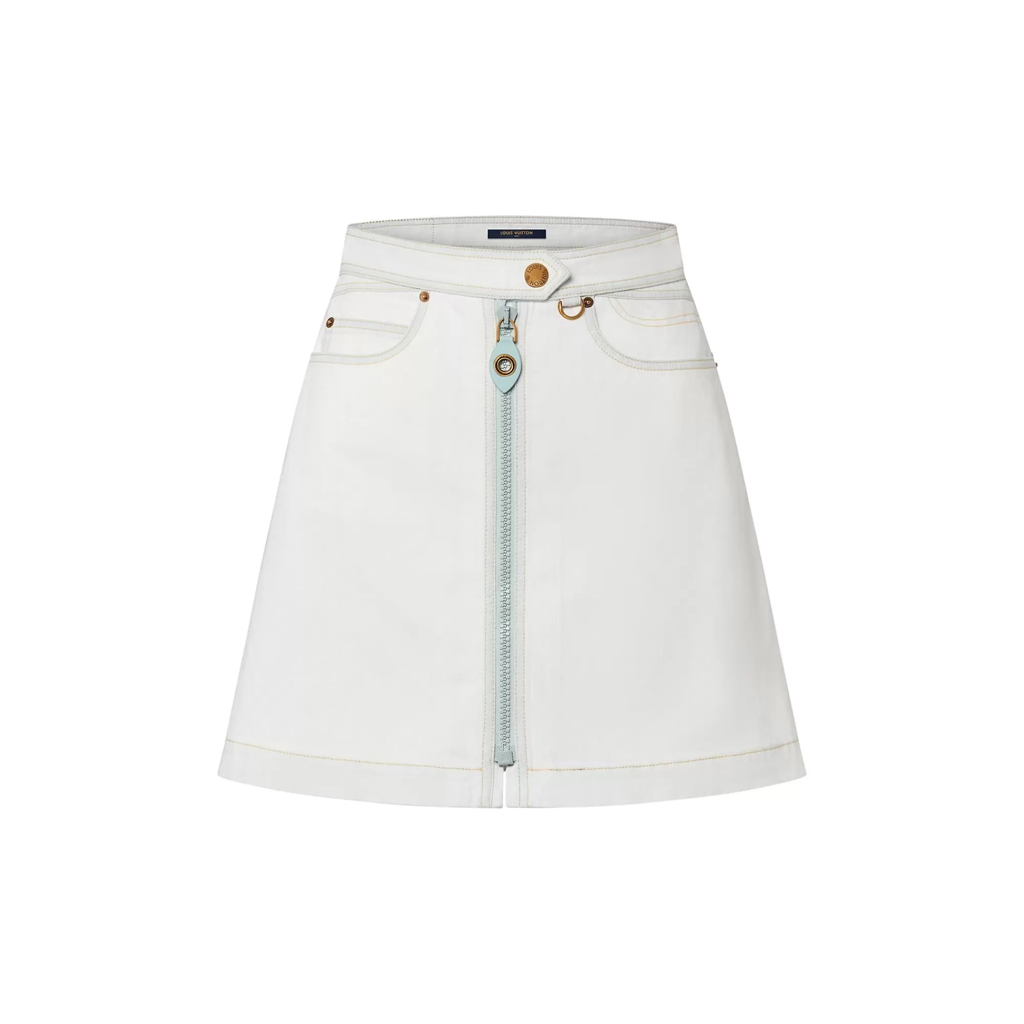 Fashion Louis Vuitton Bleached Denim Mini Skirt