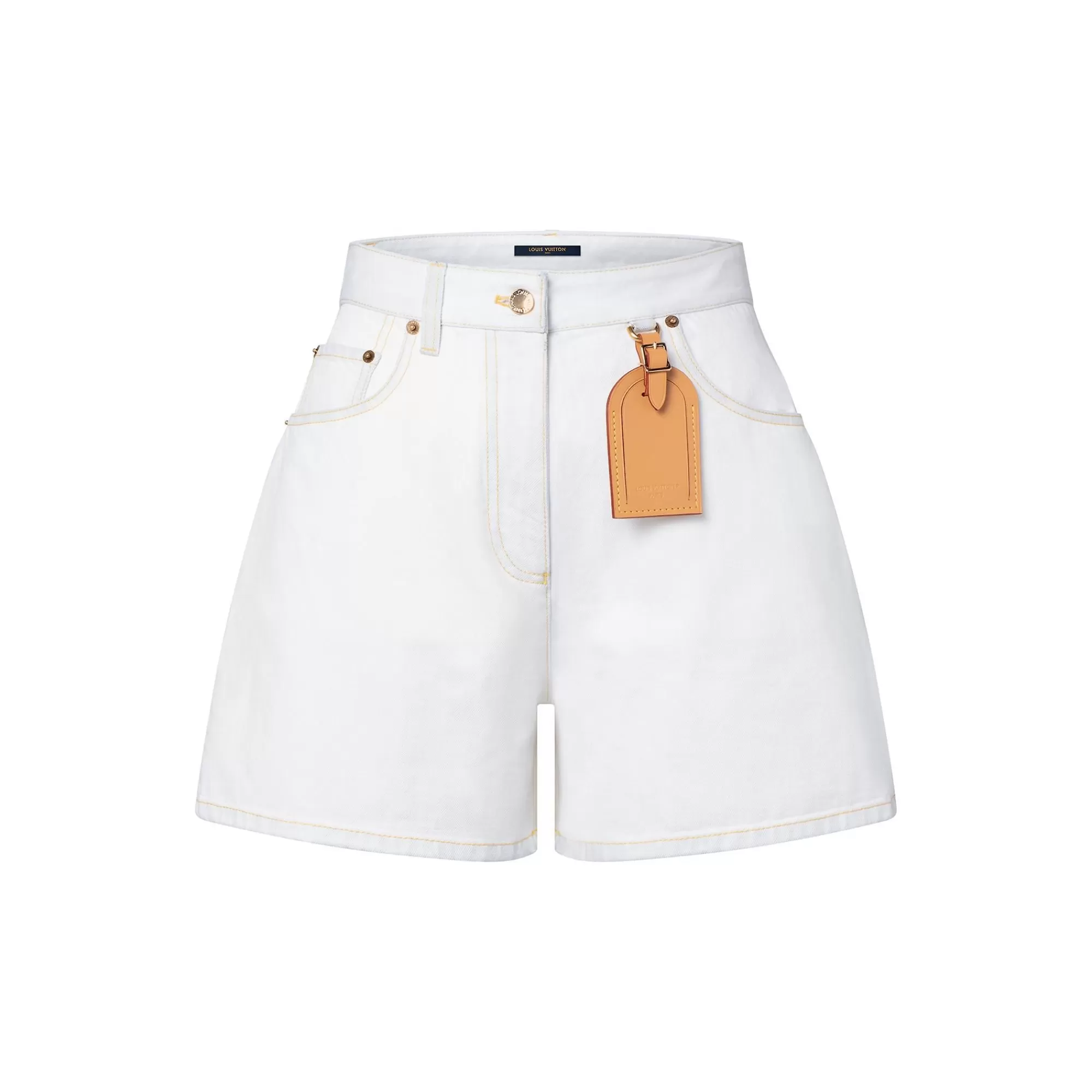 Shop Louis Vuitton Bleached Denim Shorts