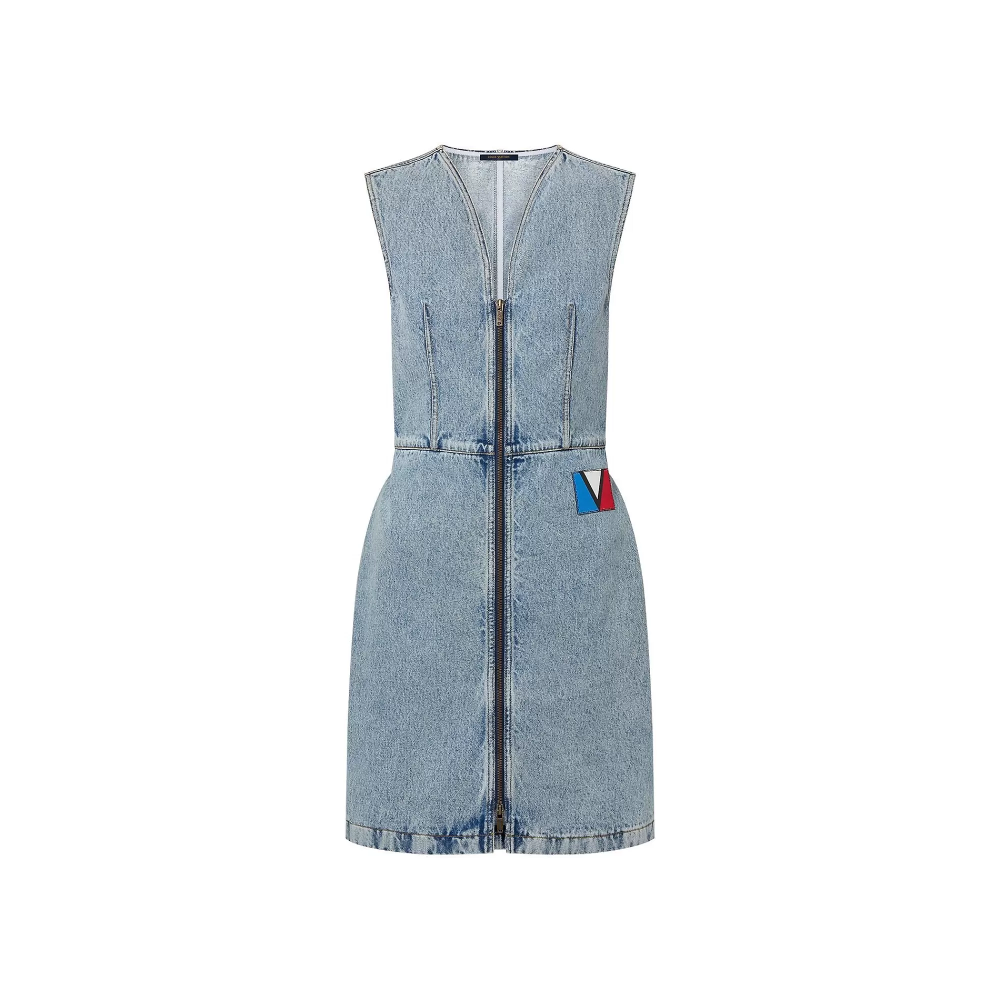 Sale Louis Vuitton Bleached Denim Zip-Up Dress