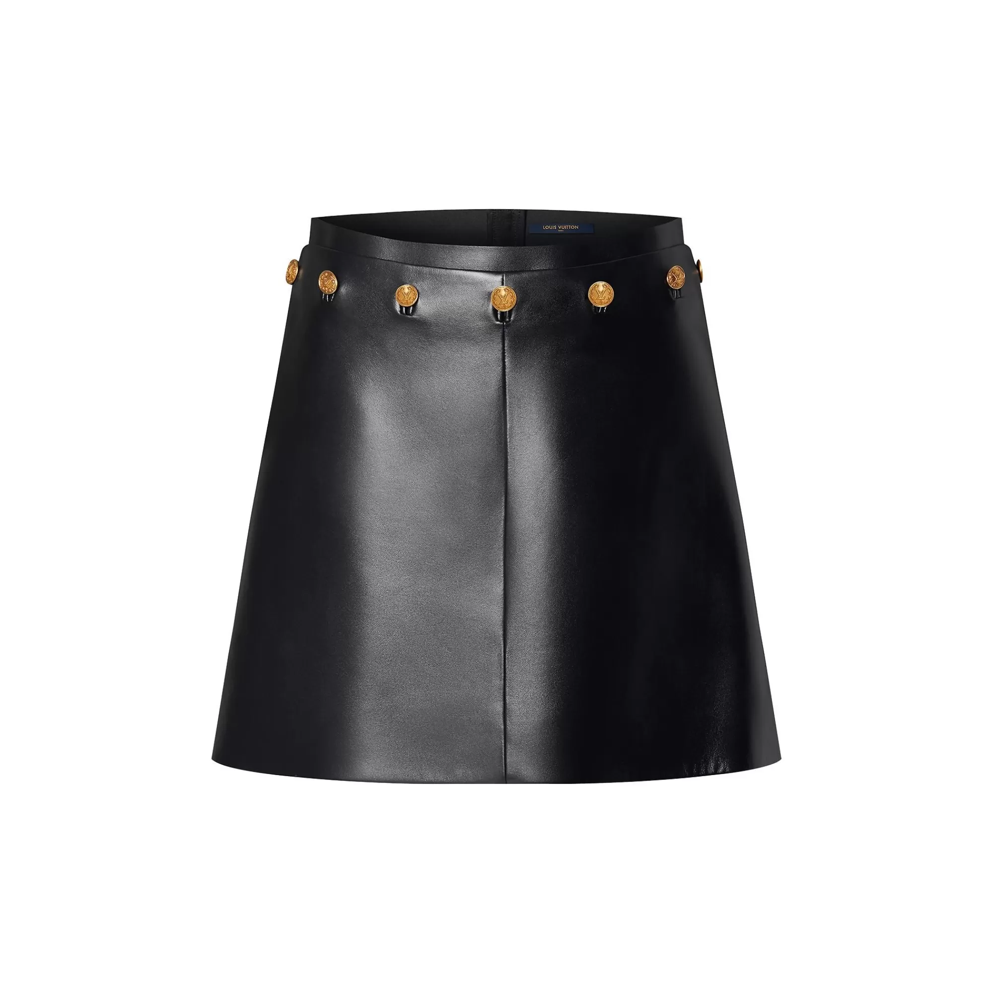 Clearance Louis Vuitton Button Waist Leather Mini Skirt