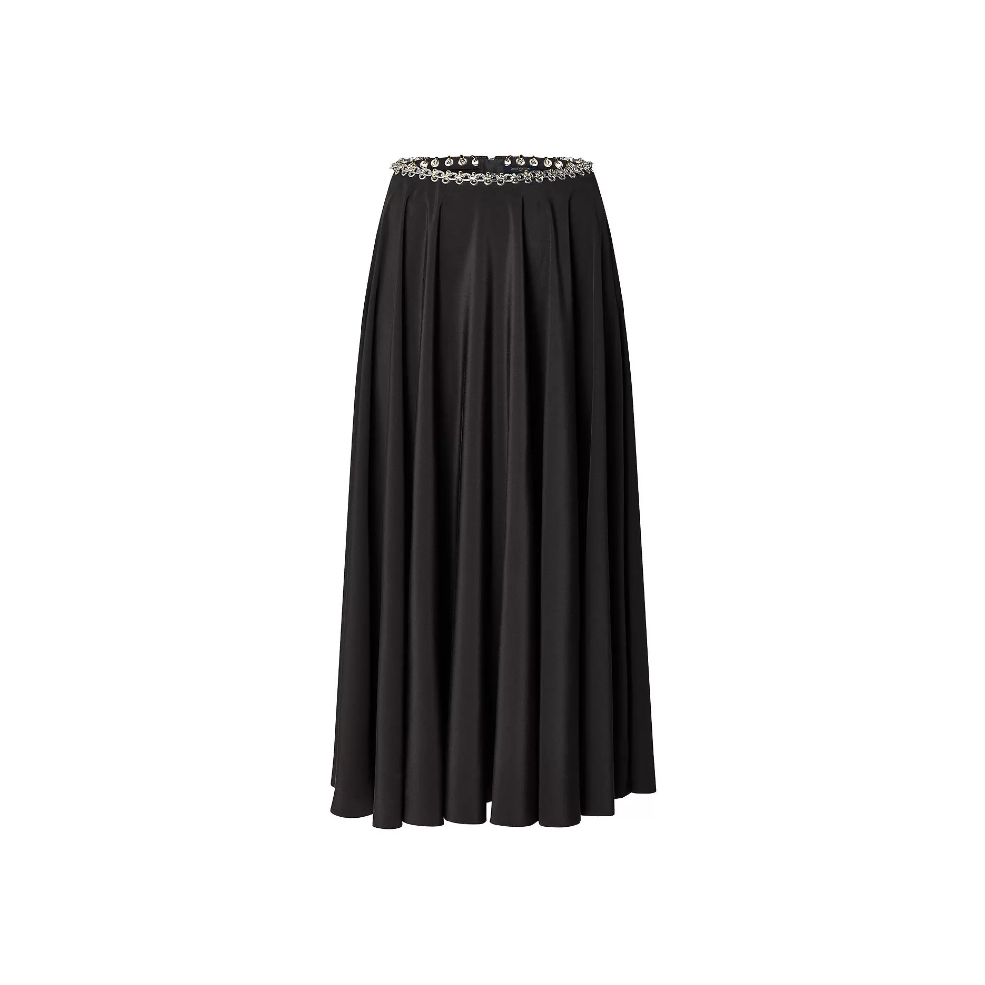 New Louis Vuitton Chain Belt Silk Midi Skirt