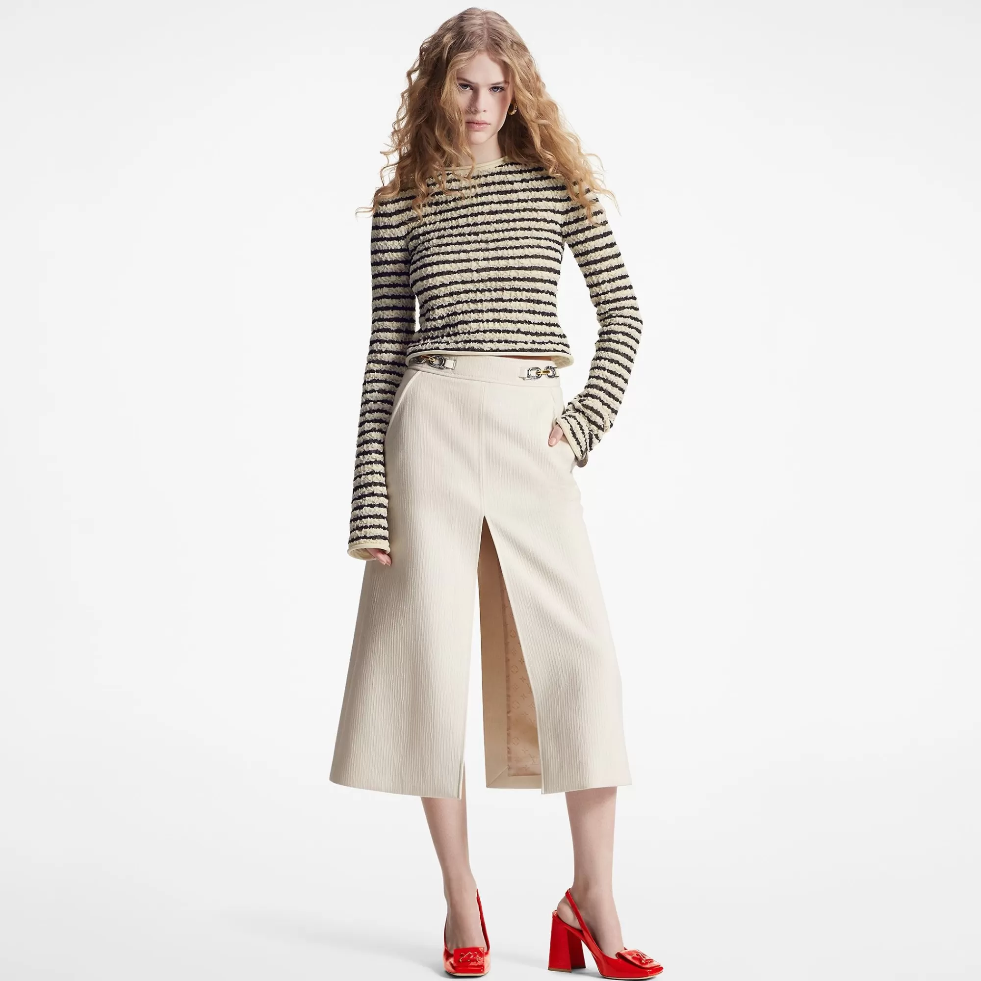 Cheap Louis Vuitton Chain Detail Ribbed Midi Skirt