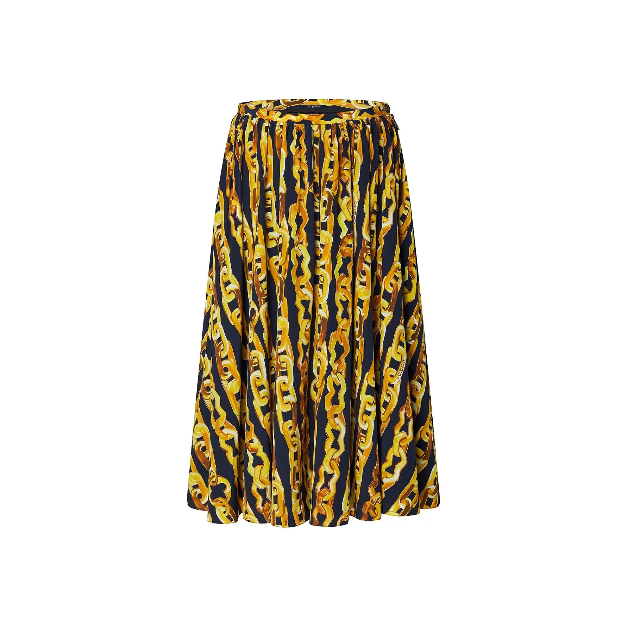 Clearance Louis Vuitton Chain Print Silk Midi Skirt