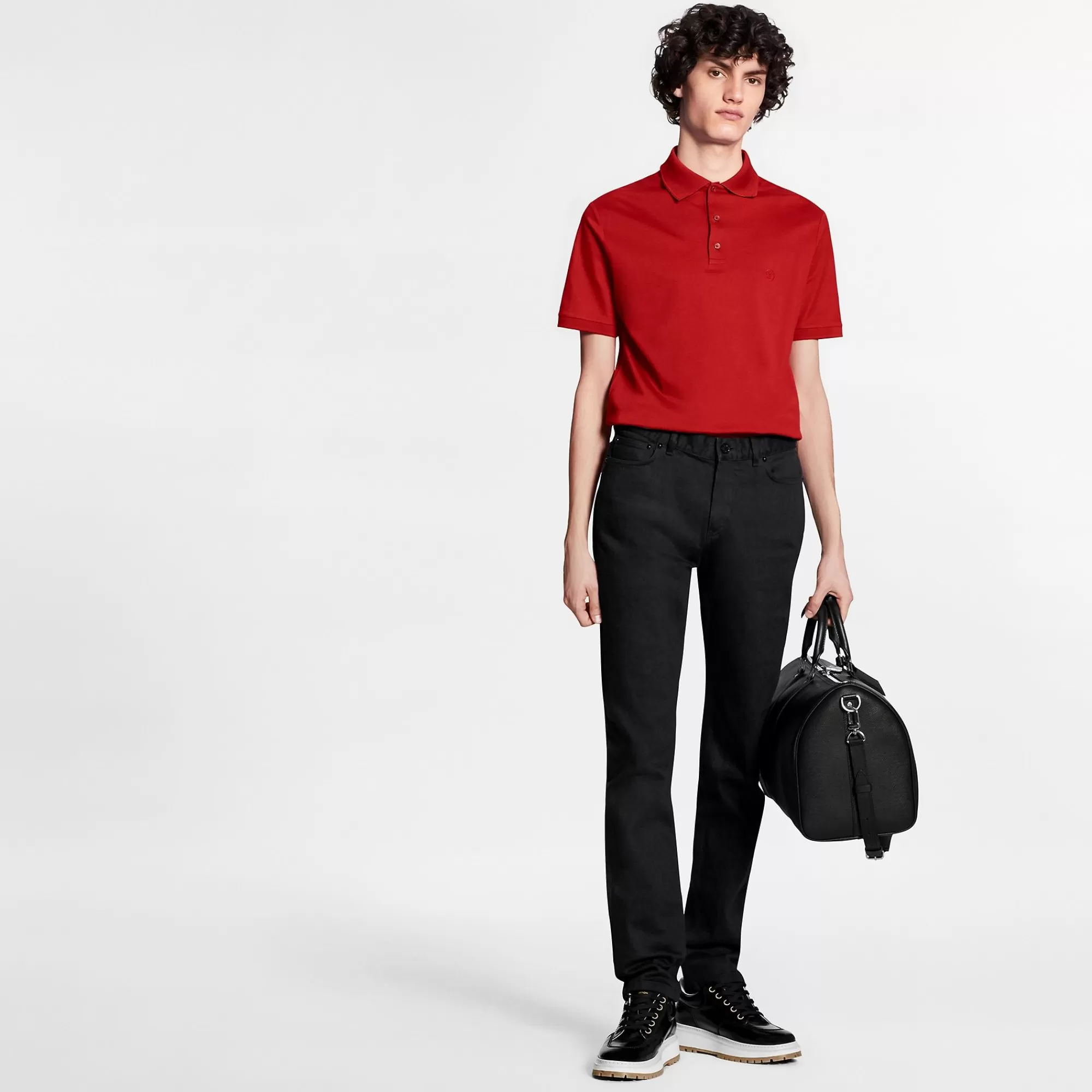 Hot Louis Vuitton Classic Short Sleeve Pique Polo Red