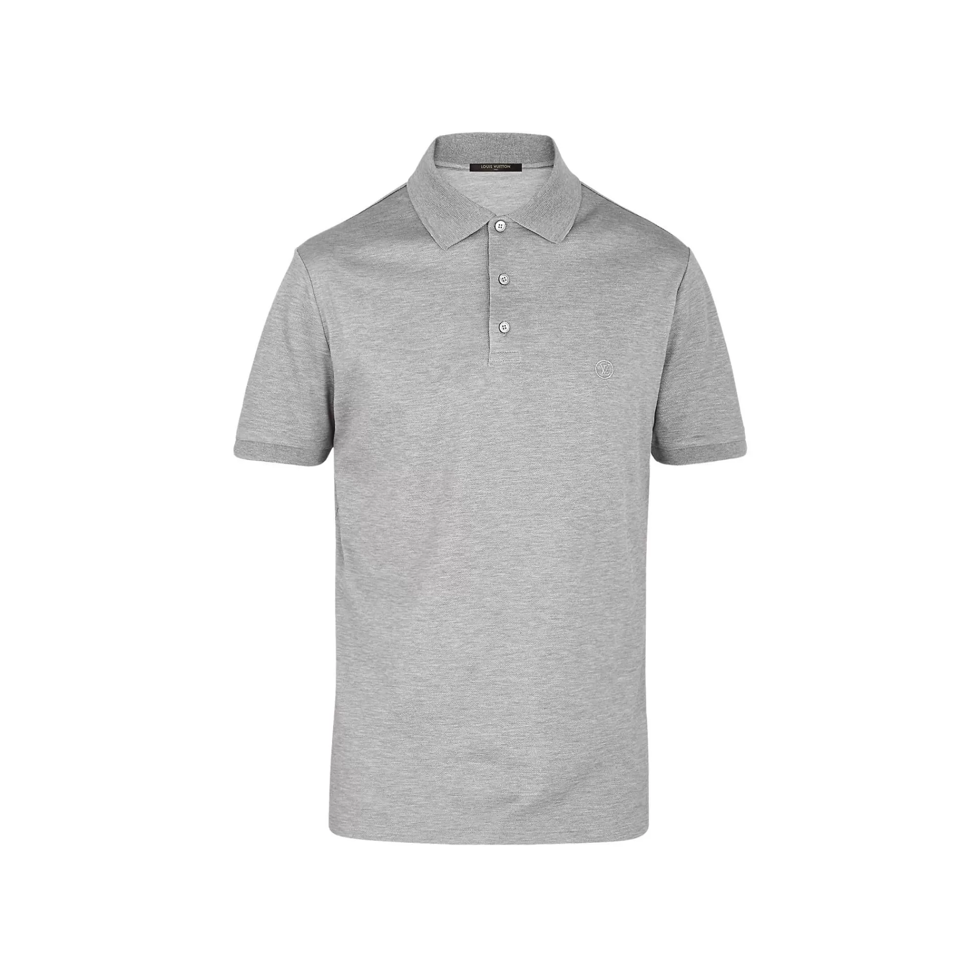 Best Sale Louis Vuitton Classic Short Sleeve Pique Polo Heather Grey
