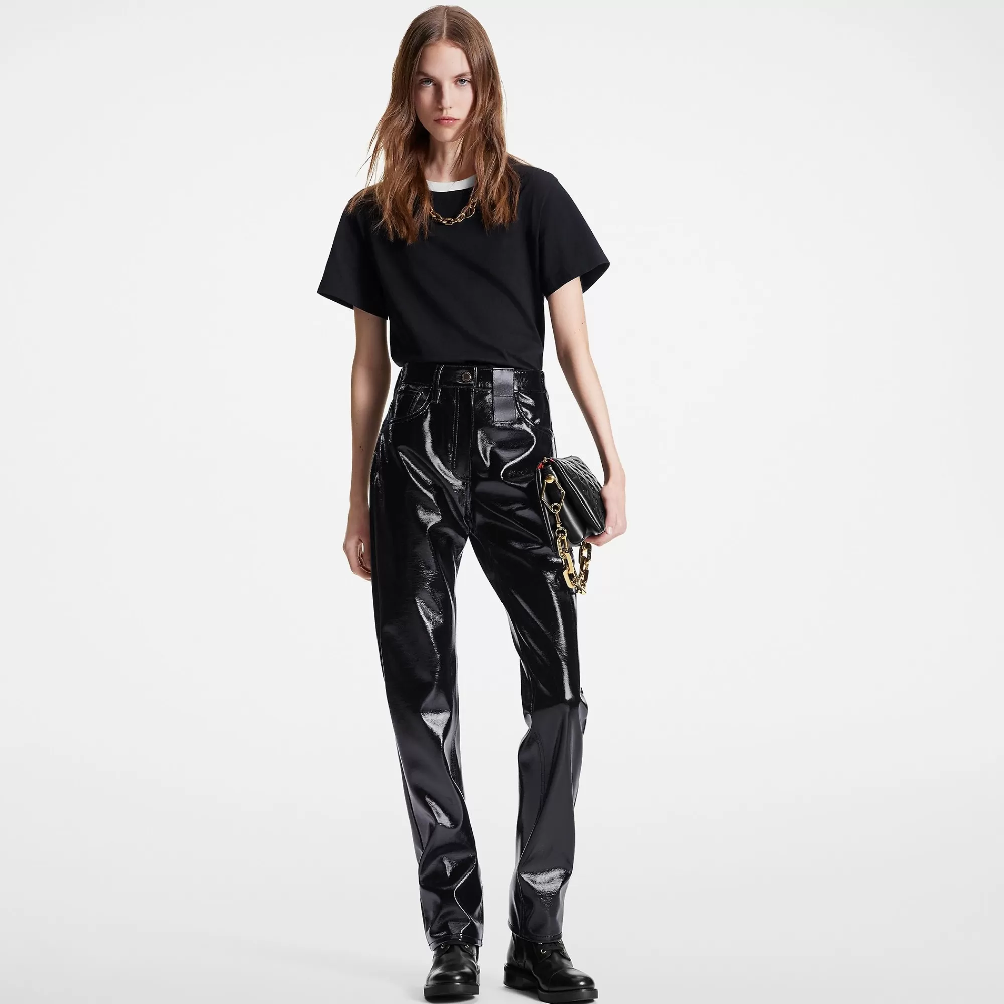 Best Sale Louis Vuitton Contrast Trim T-Shirt Black