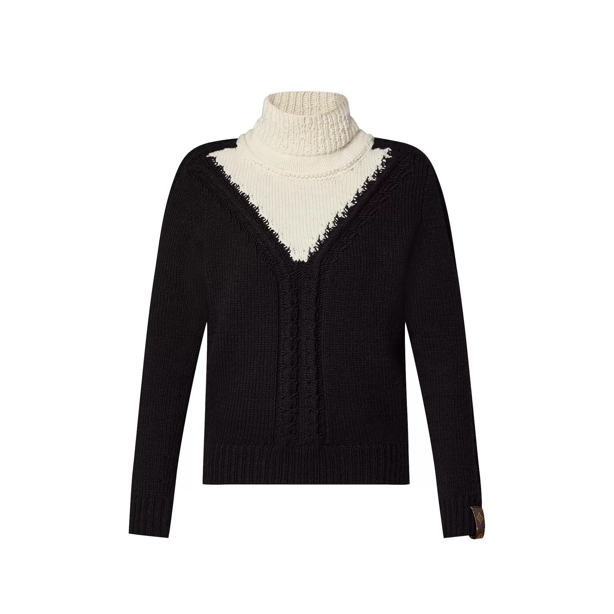 Fashion Louis Vuitton Contrast Turtleneck Chunky Knit Pullover