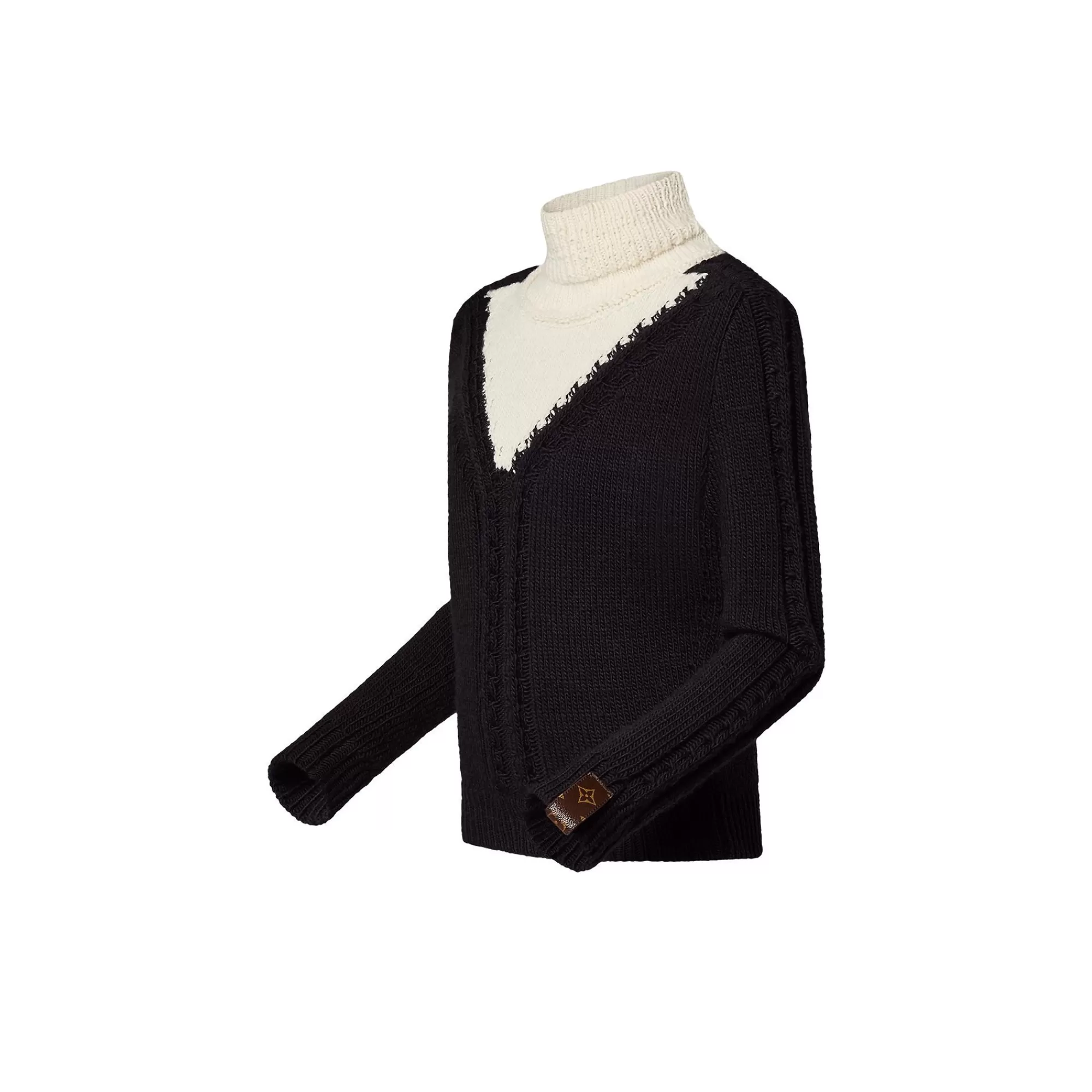 Fashion Louis Vuitton Contrast Turtleneck Chunky Knit Pullover
