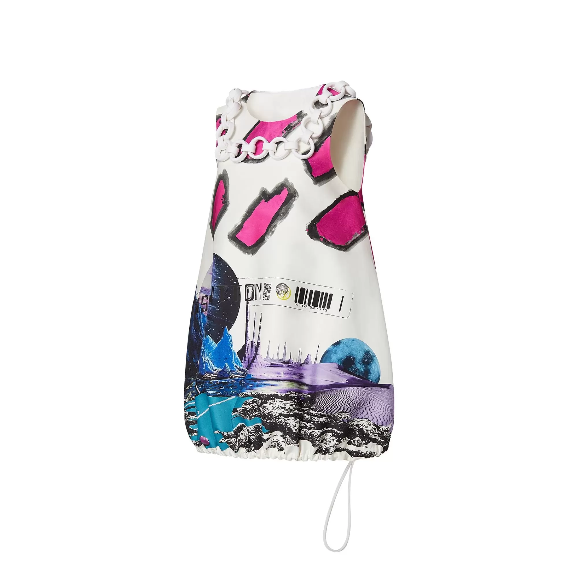 Clearance Louis Vuitton Cosmic Basketball Print Cinched Balloon Dress