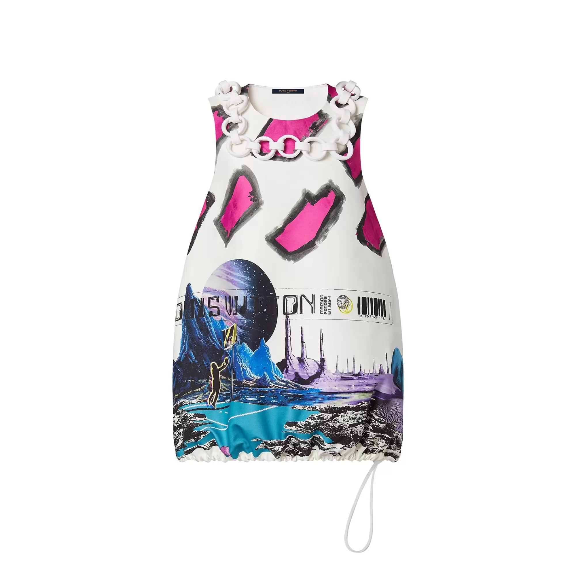 Clearance Louis Vuitton Cosmic Basketball Print Cinched Balloon Dress