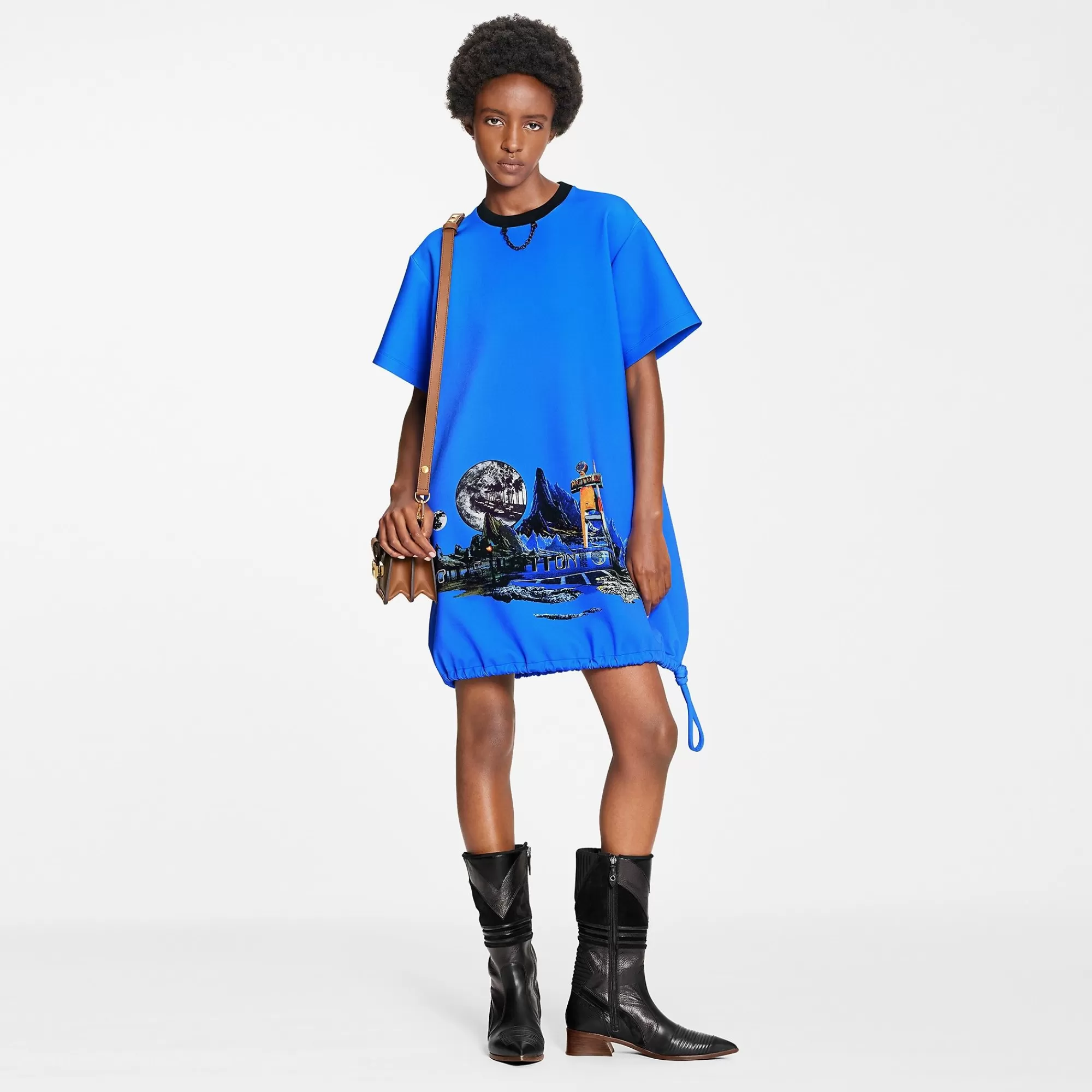 Store Louis Vuitton Cosmic Motel Print Balloon T-Shirt Dress