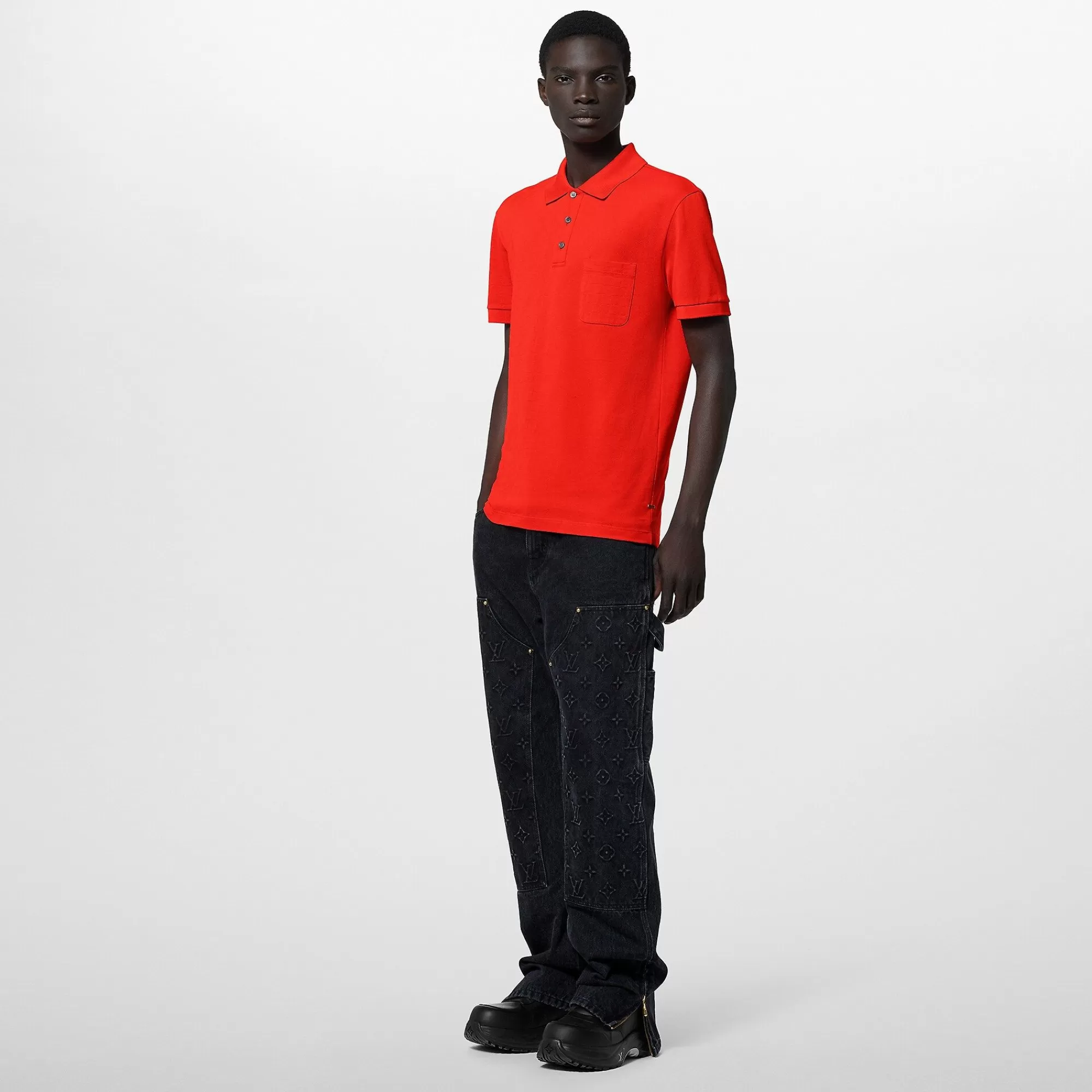 Best Louis Vuitton Cotton Half Damier Pocket Polo Red