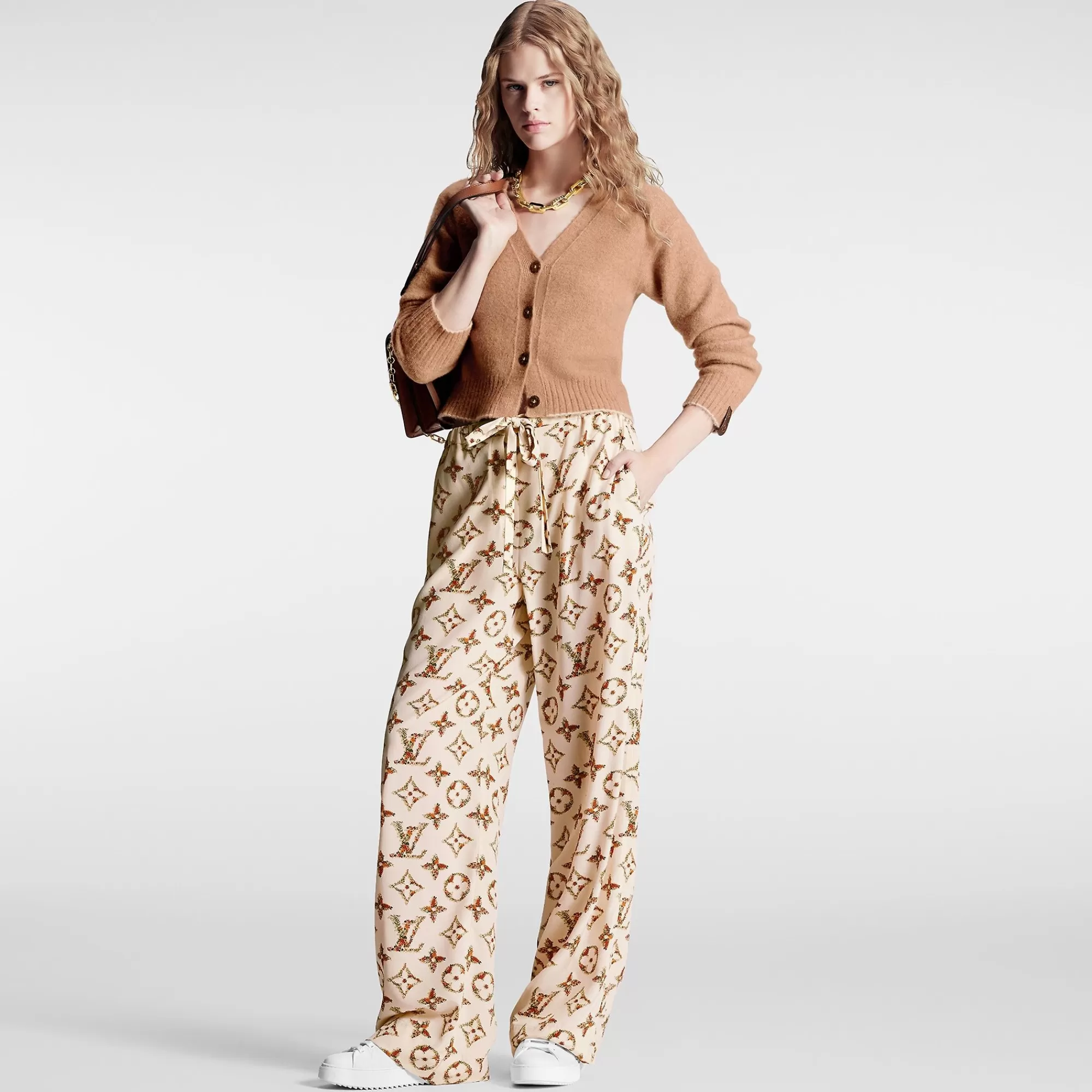 Cheap Louis Vuitton Cropped Camel Cardigan