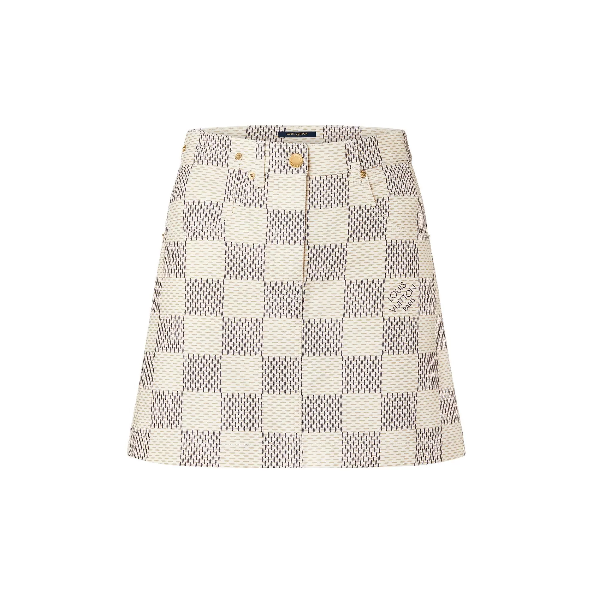 Clearance Louis Vuitton Damier Azur Denim A-Line Mini Skirt