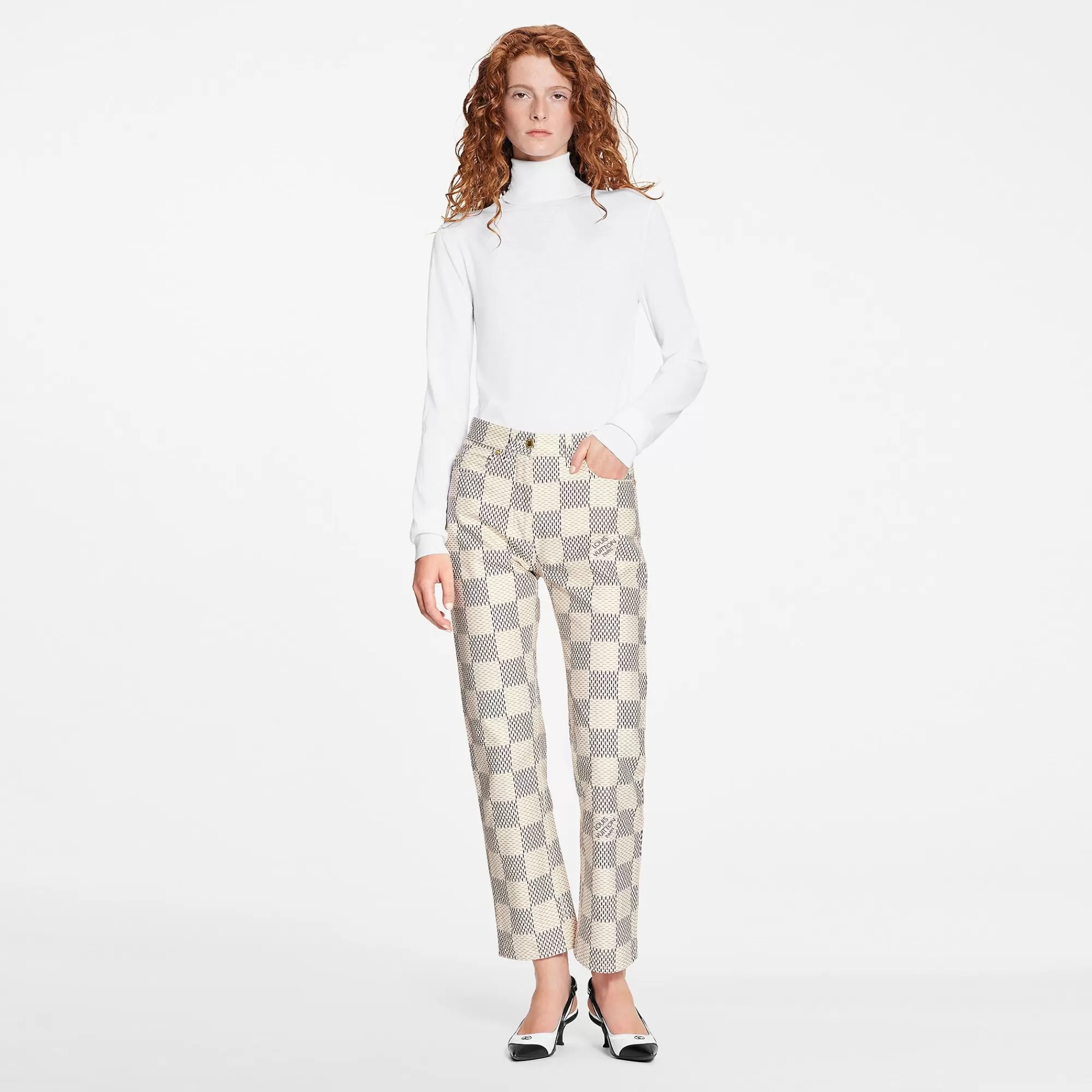 Best Louis Vuitton Damier Azur Mid-Rise Jeans