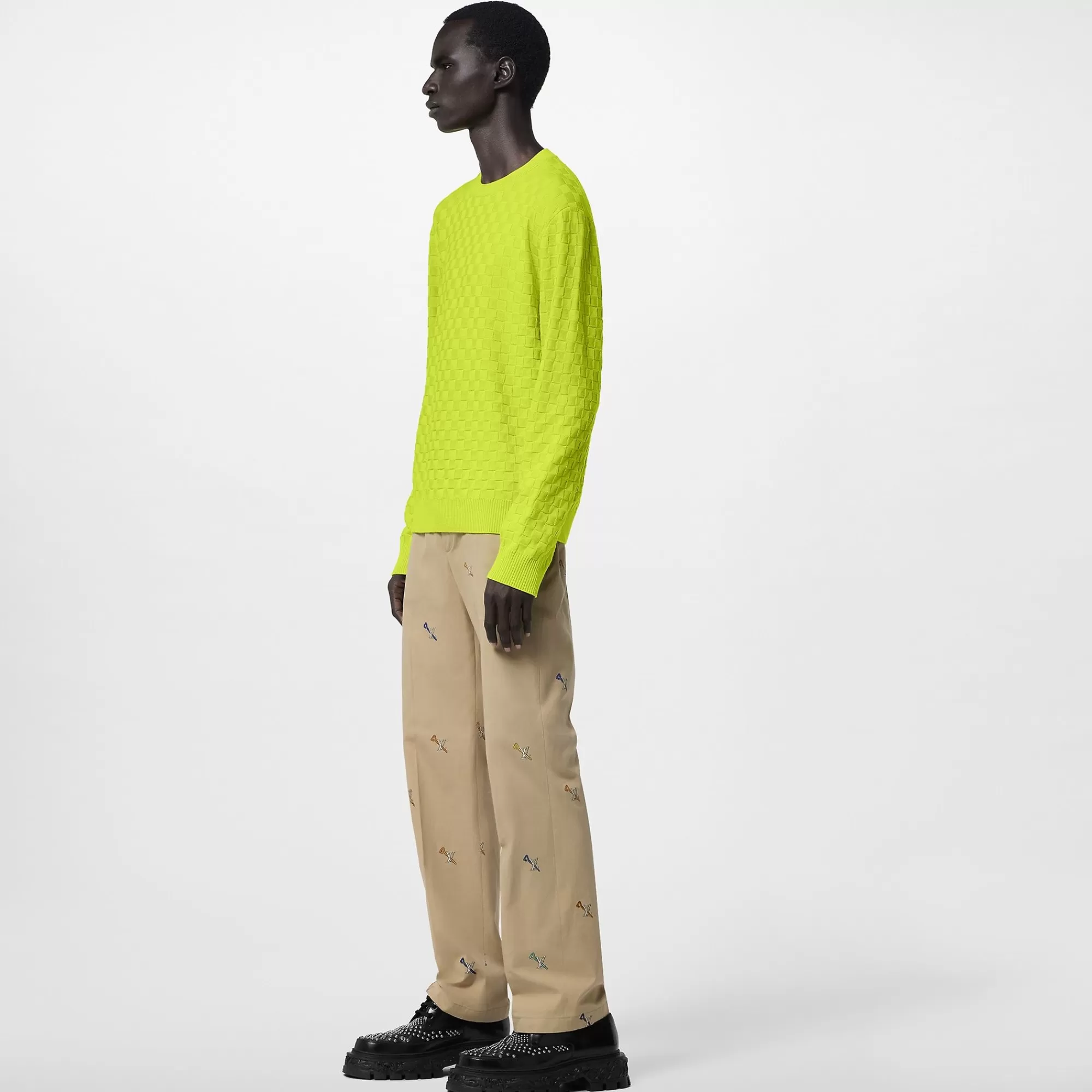 Best Louis Vuitton Damier Wool Long-Sleeved Crewneck Anise