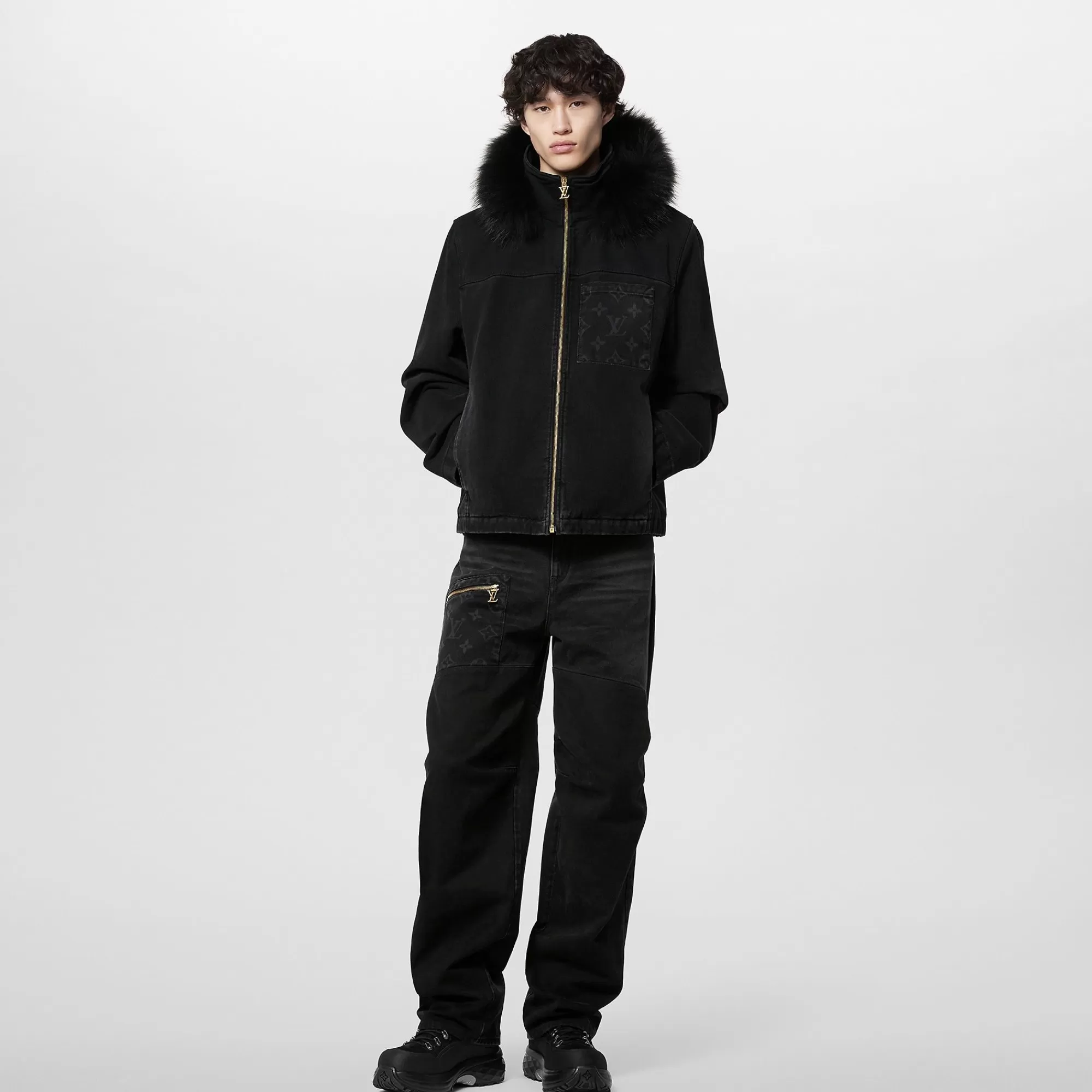 Sale Louis Vuitton Denim Blouson With Fur Hood