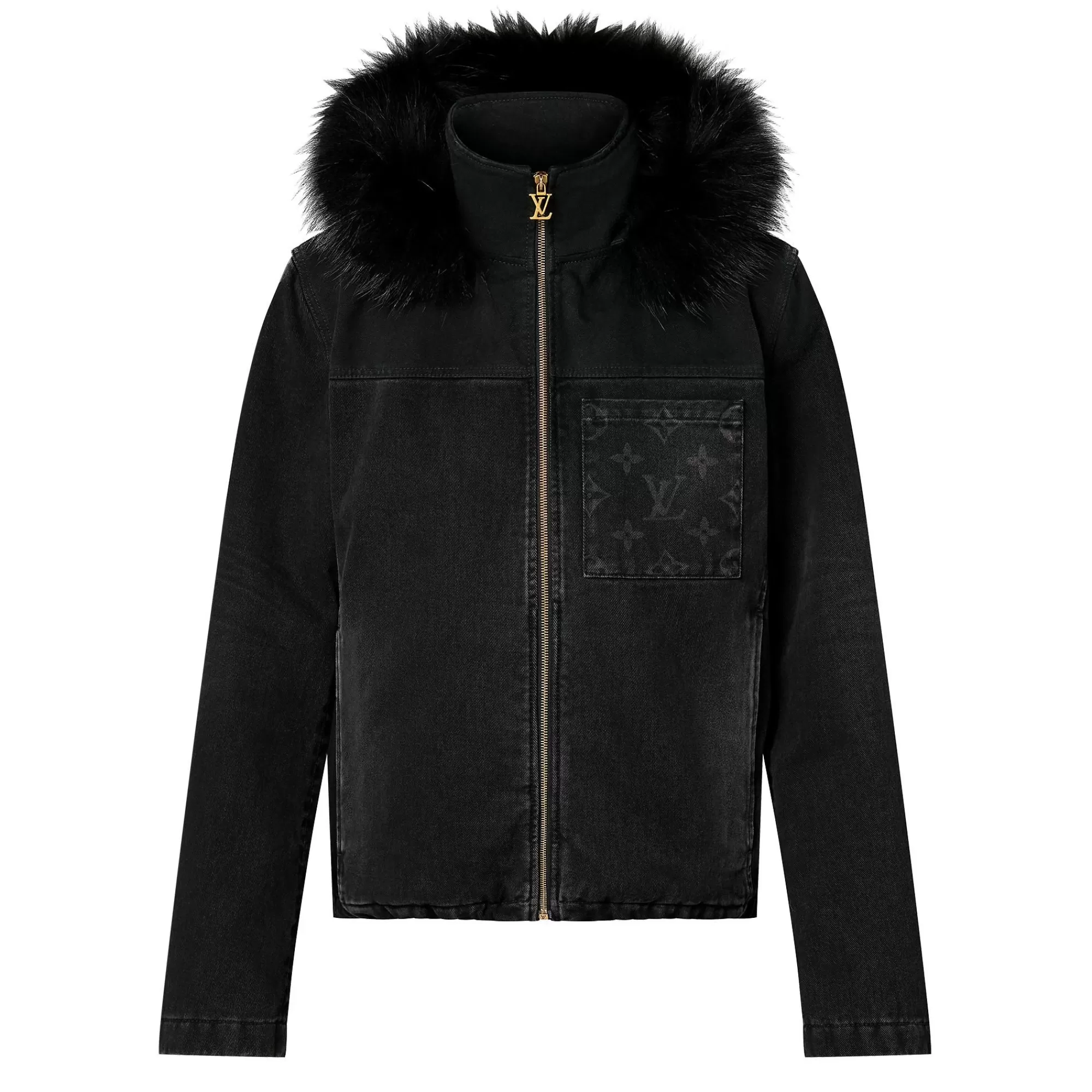 Sale Louis Vuitton Denim Blouson With Fur Hood