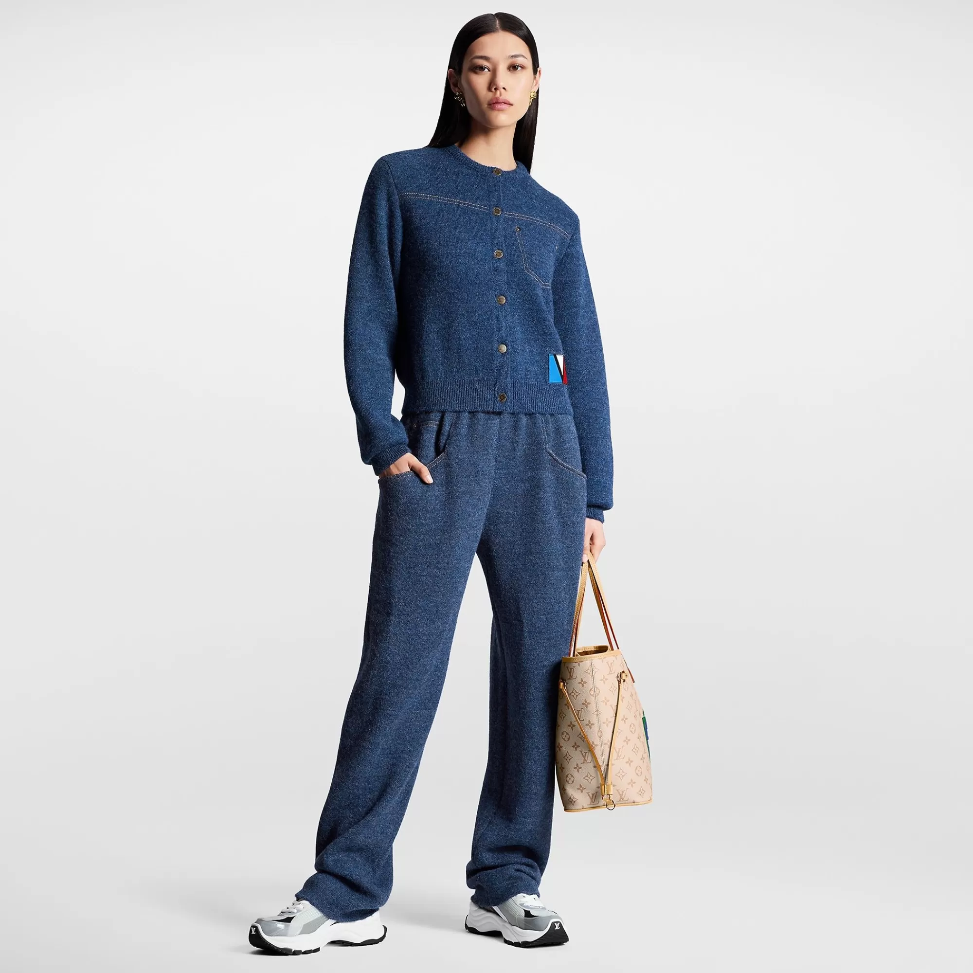 Outlet Louis Vuitton Denim-Effect Knit Cardigan