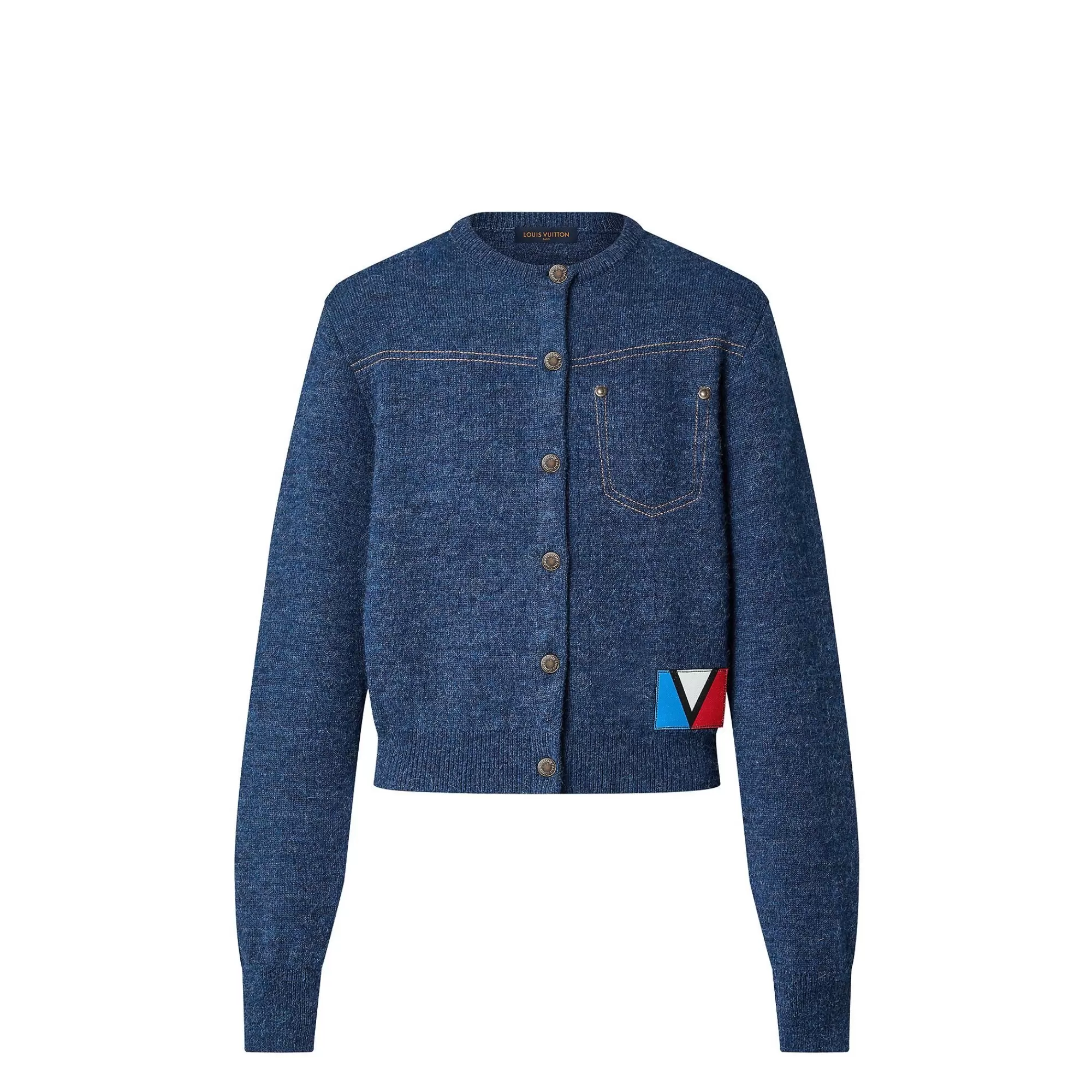 Outlet Louis Vuitton Denim-Effect Knit Cardigan