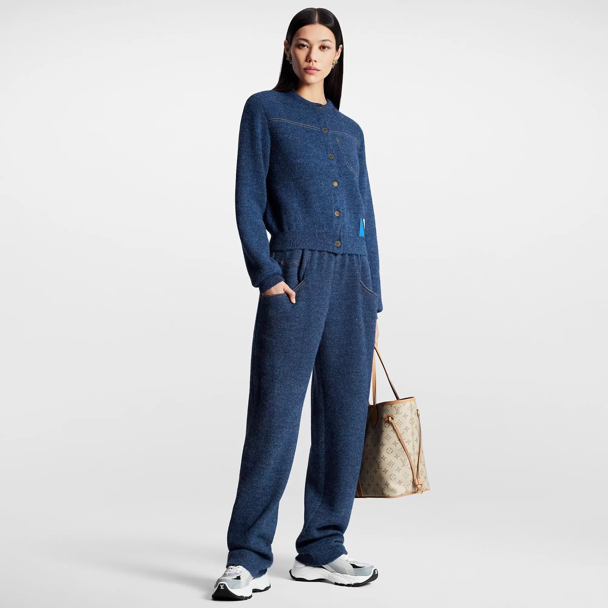 Cheap Louis Vuitton Denim-Effect Knit Jogging Pants