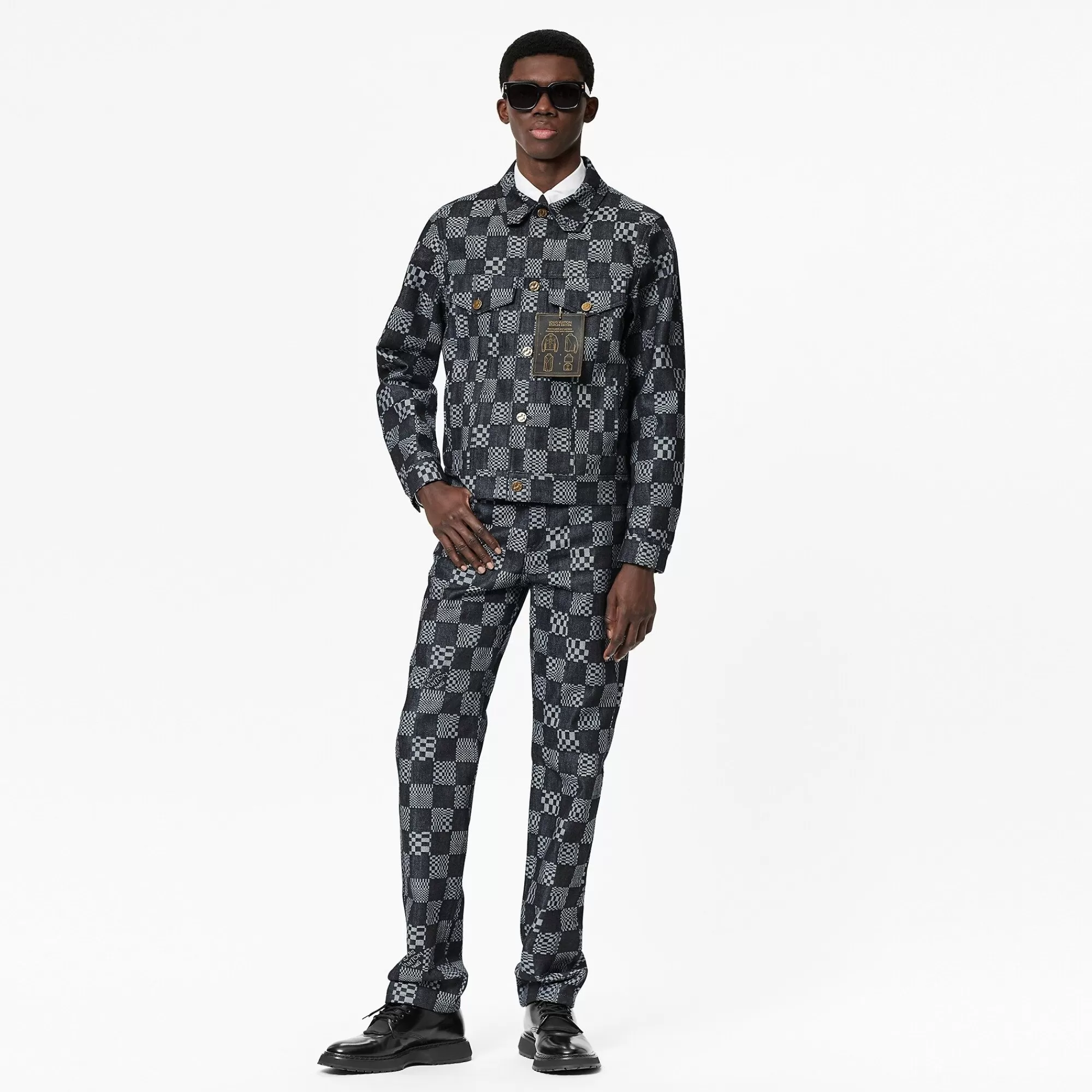 Shop Louis Vuitton Distorted Damier Denim Jacket