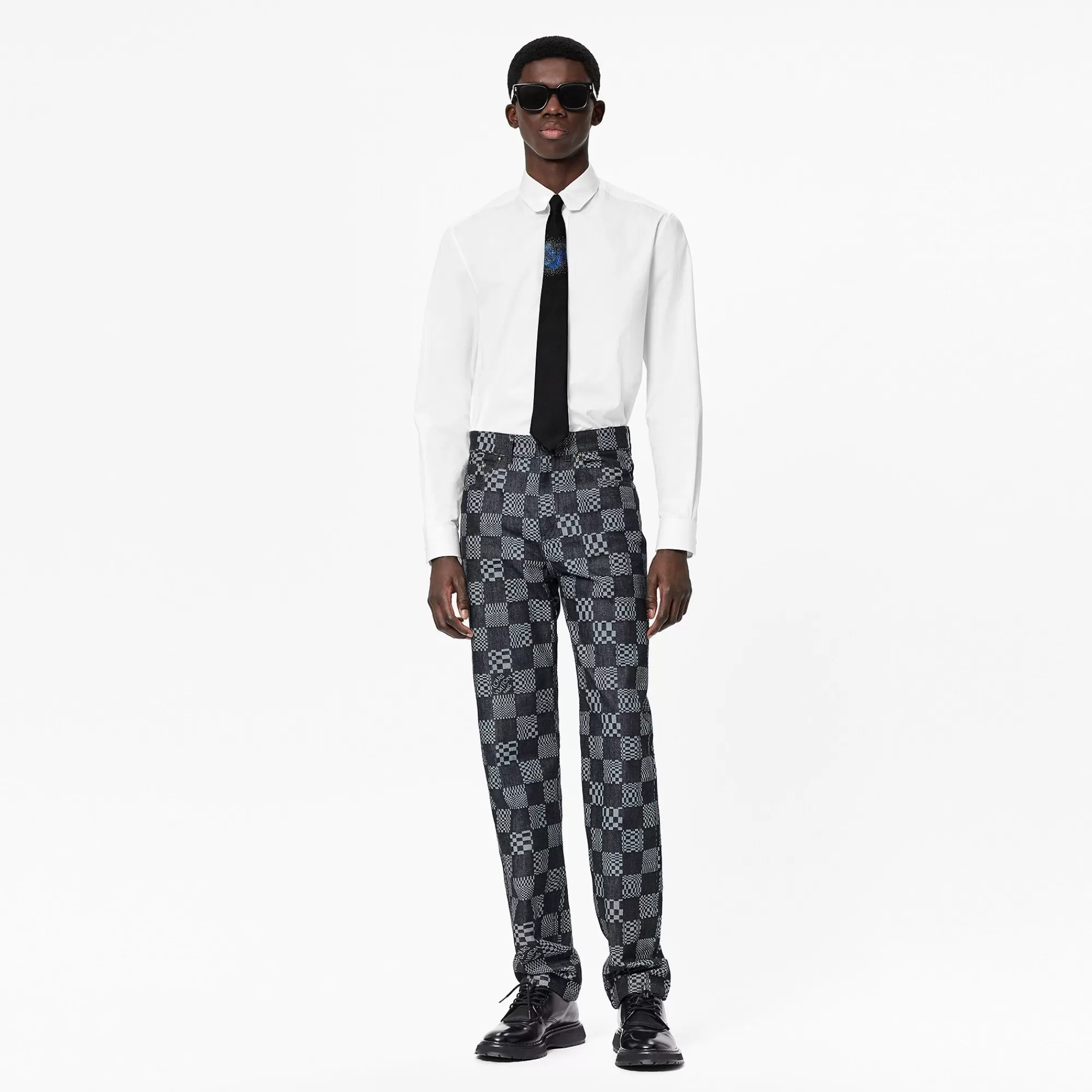 Cheap Louis Vuitton Distorted Damier Denim Pants