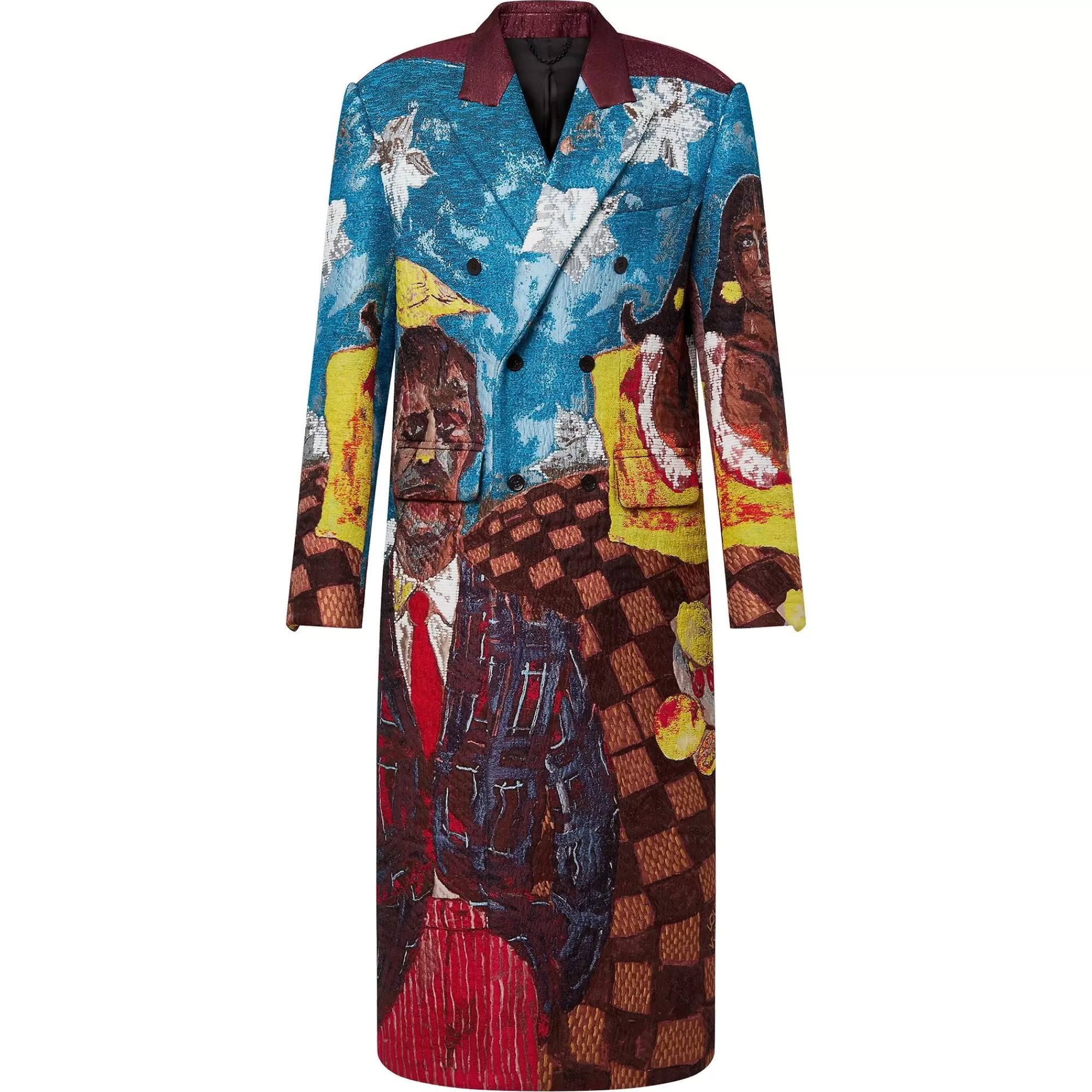 Shop Louis Vuitton Double-Breasted Technical Jacquard Coat