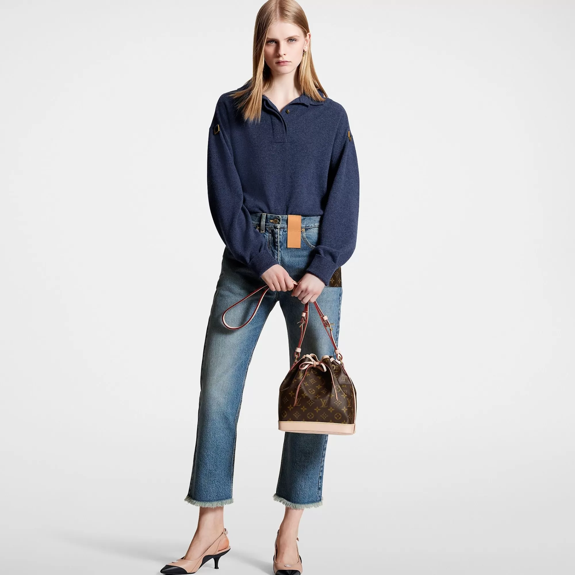 Fashion Louis Vuitton D-Ring Detail Cashmere Polo Pullover