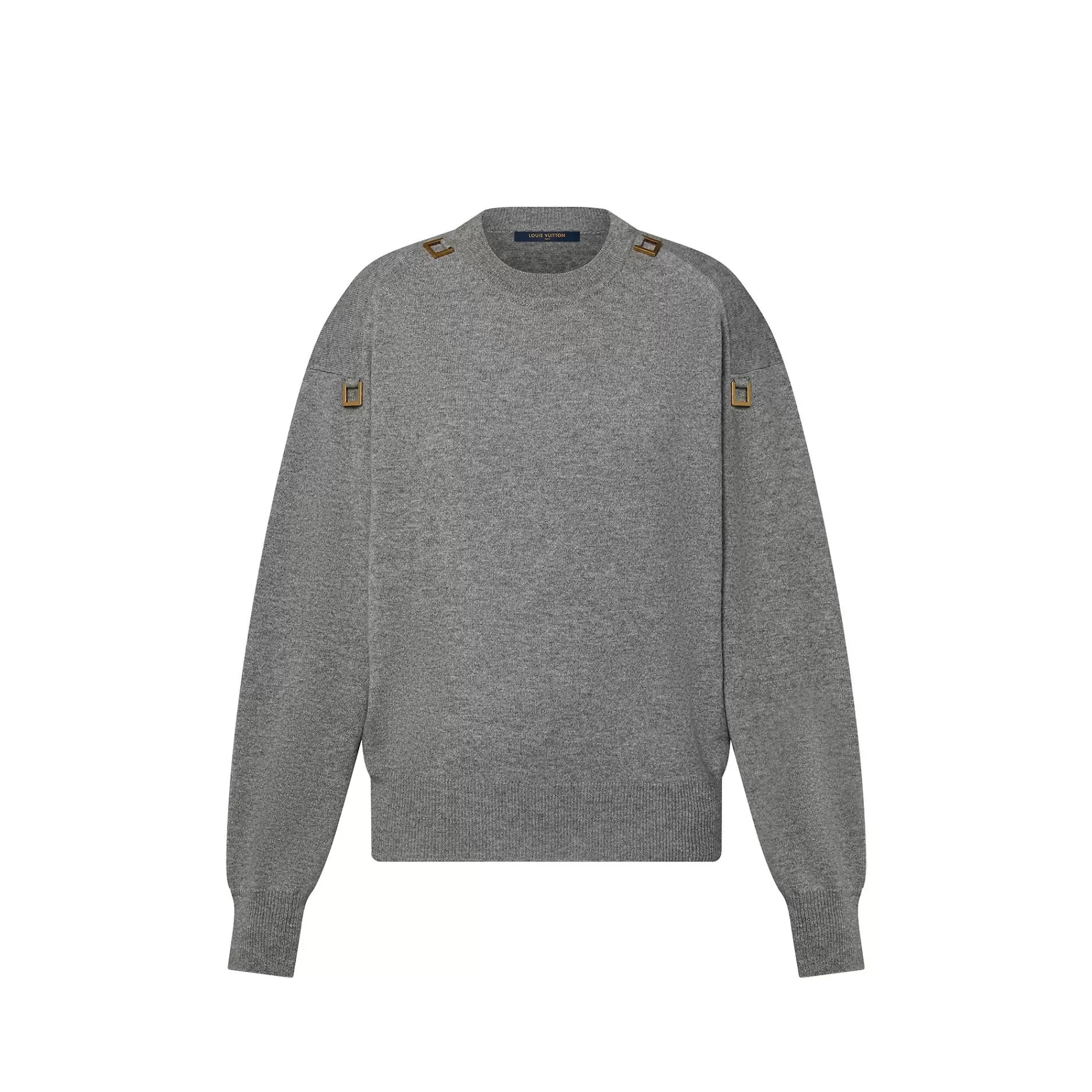 Online Louis Vuitton D-Ring Detail Cashmere Pullover Heather Grey