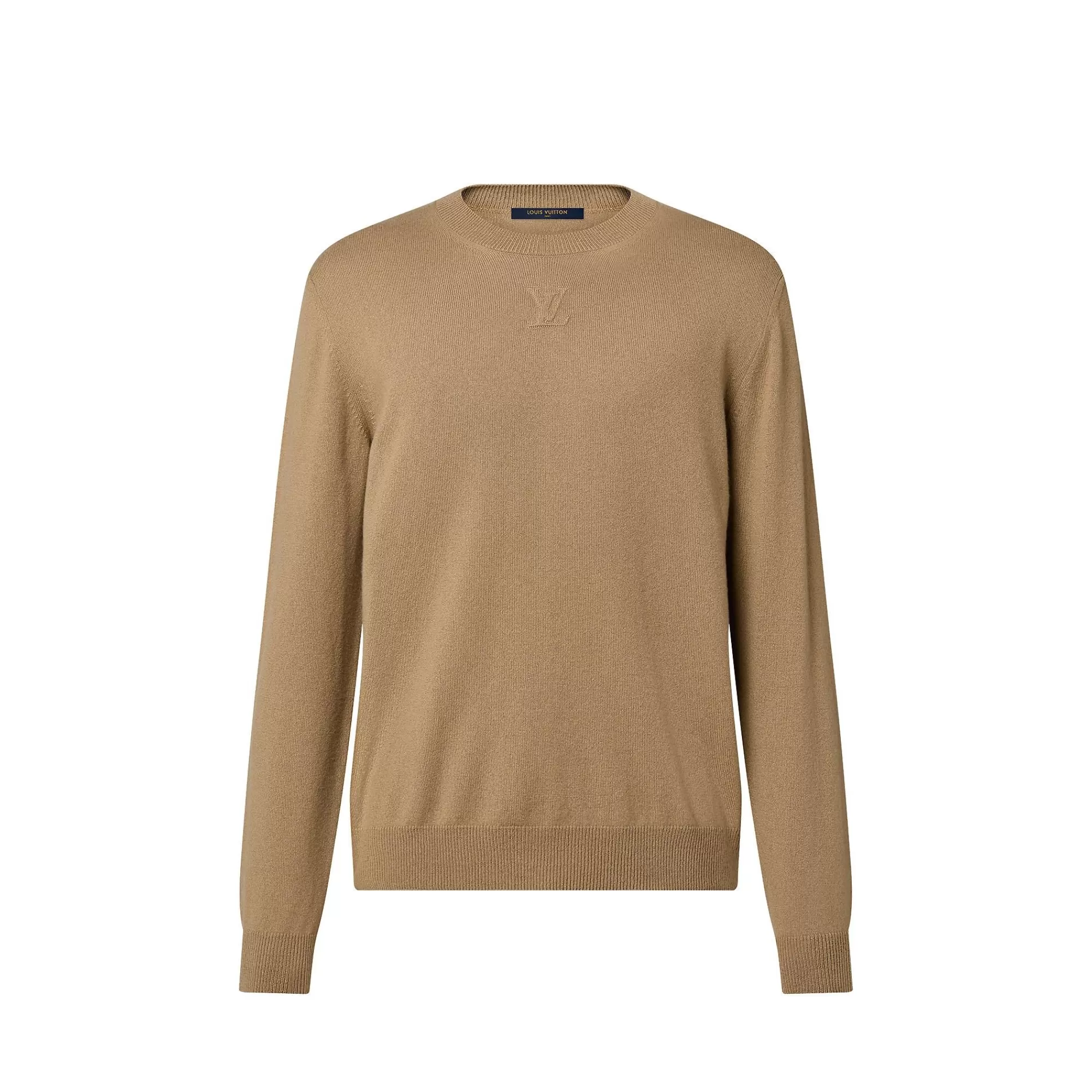 Outlet Louis Vuitton Embossed Lv Cashmere Crewneck Grey Beige
