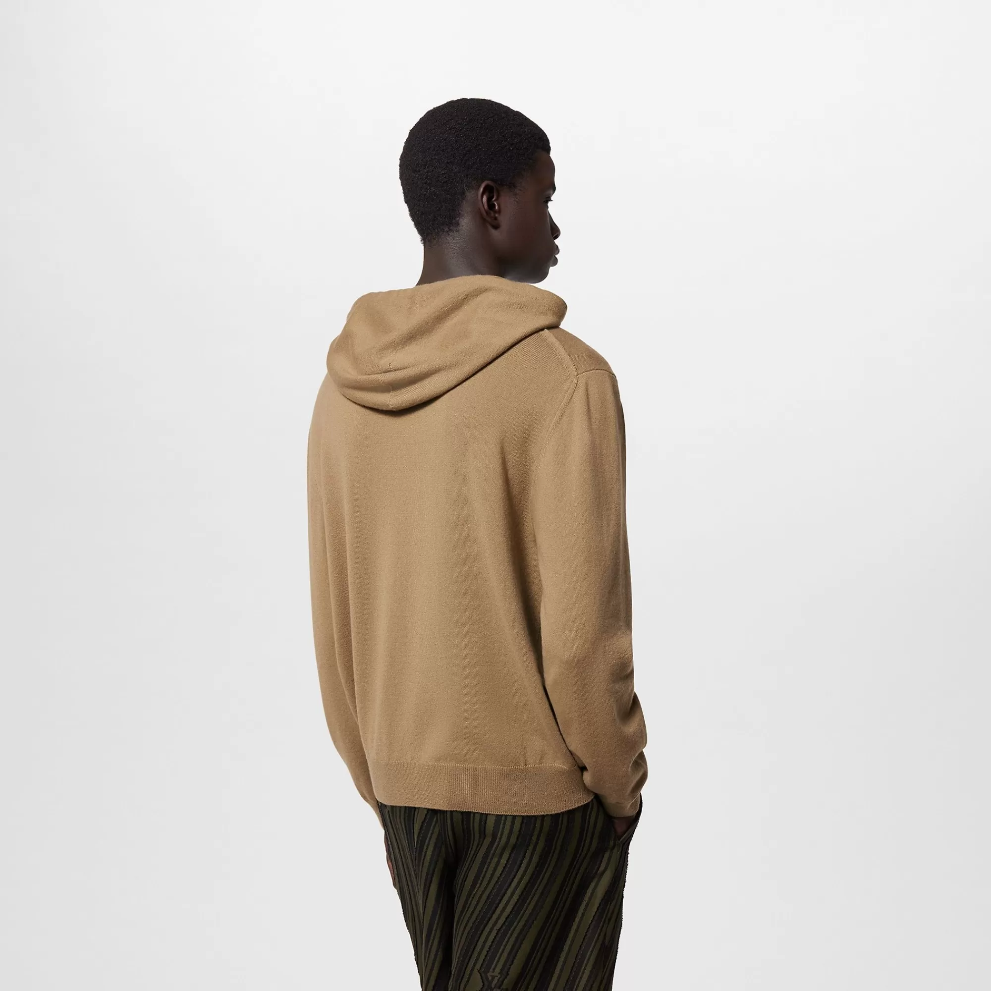 Hot Louis Vuitton Embossed Lv Cashmere Hoodie Grey Beige