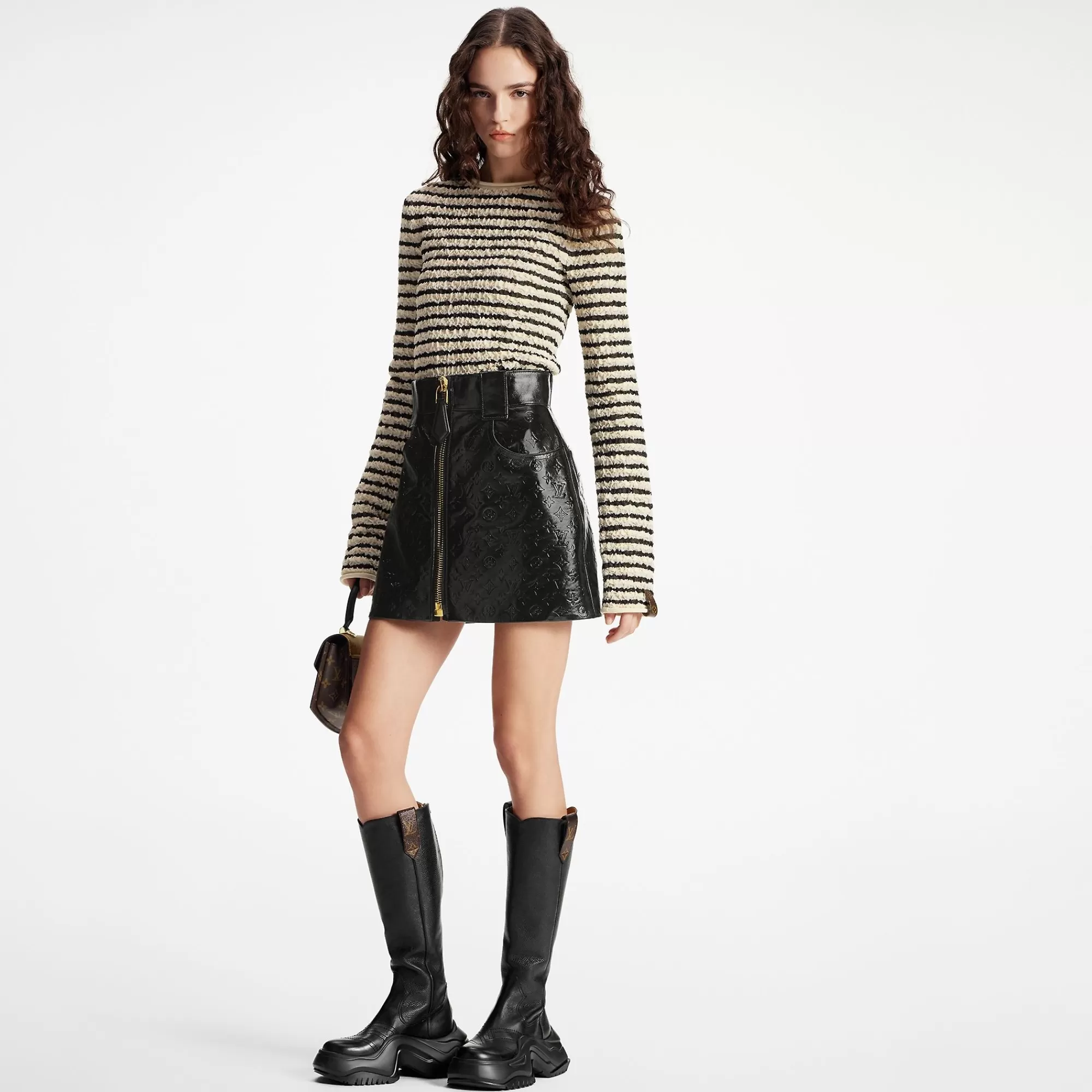 Cheap Louis Vuitton Embossed Monogram Leather Mini Skirt