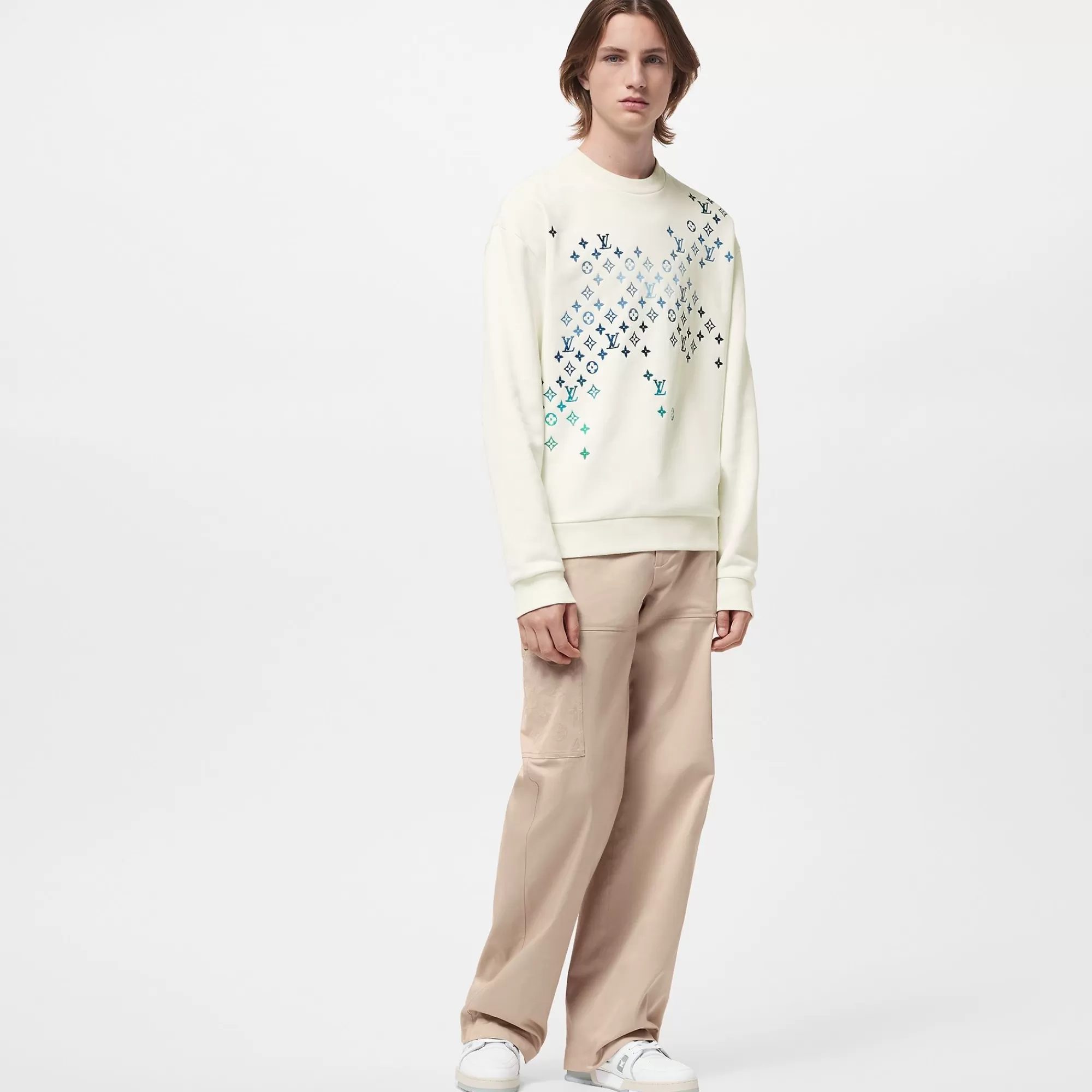 Hot Louis Vuitton Embroidered Cotton Sweatshirt Milk White