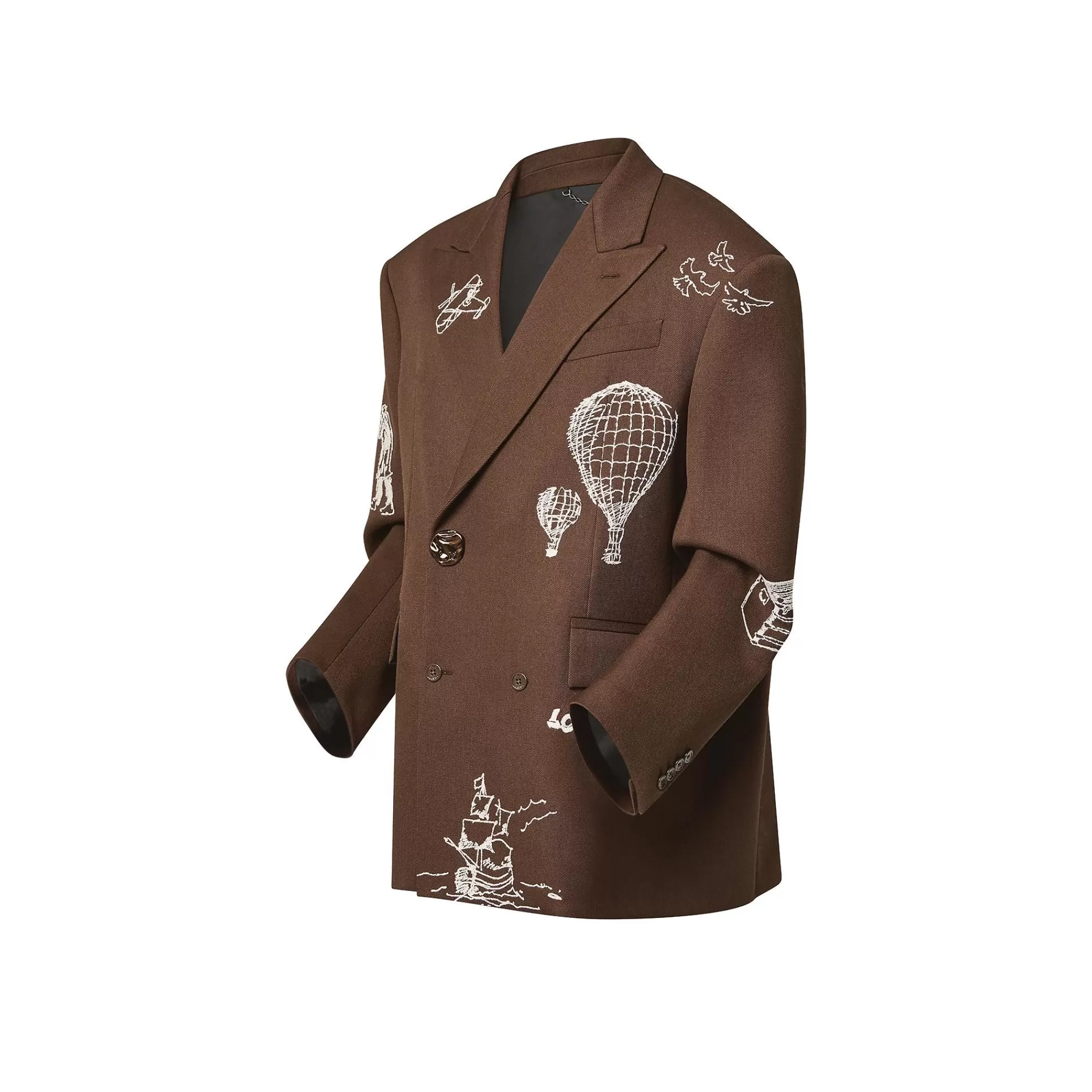 Clearance Louis Vuitton Embroidered Double-Breasted Wool Jacket