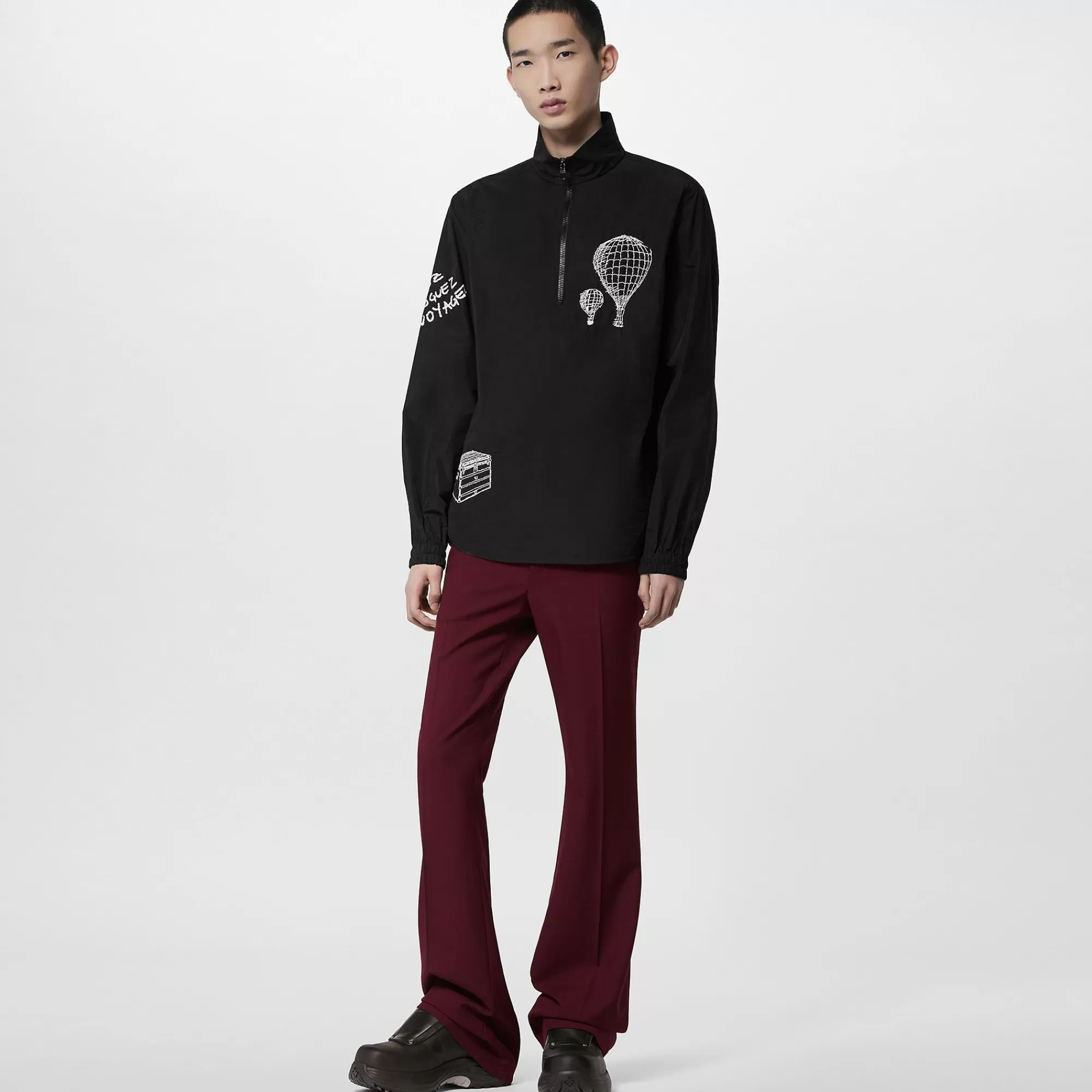 Fashion Louis Vuitton Embroidered Technical Cotton Zipped Shirt